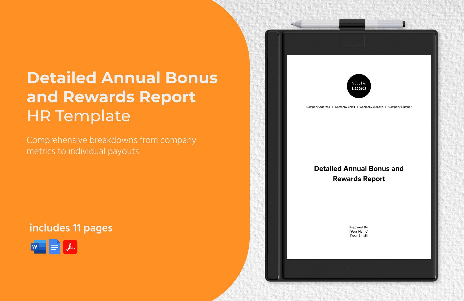 Detailed Annual Bonus and Rewards Report HR Template
