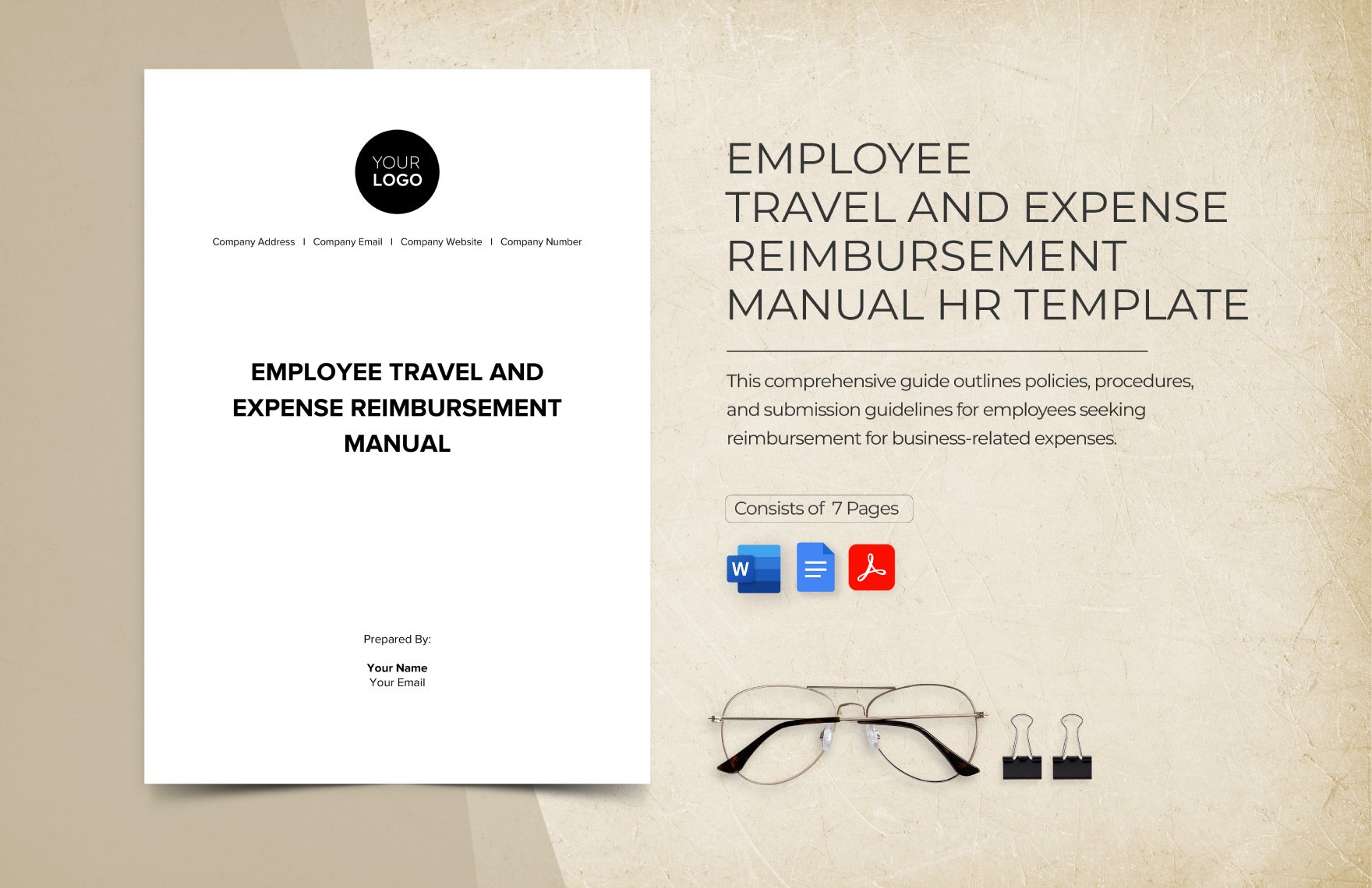 Employee Travel and Expense Reimbursement Manual HR Template in Word, Google Docs, PDF
