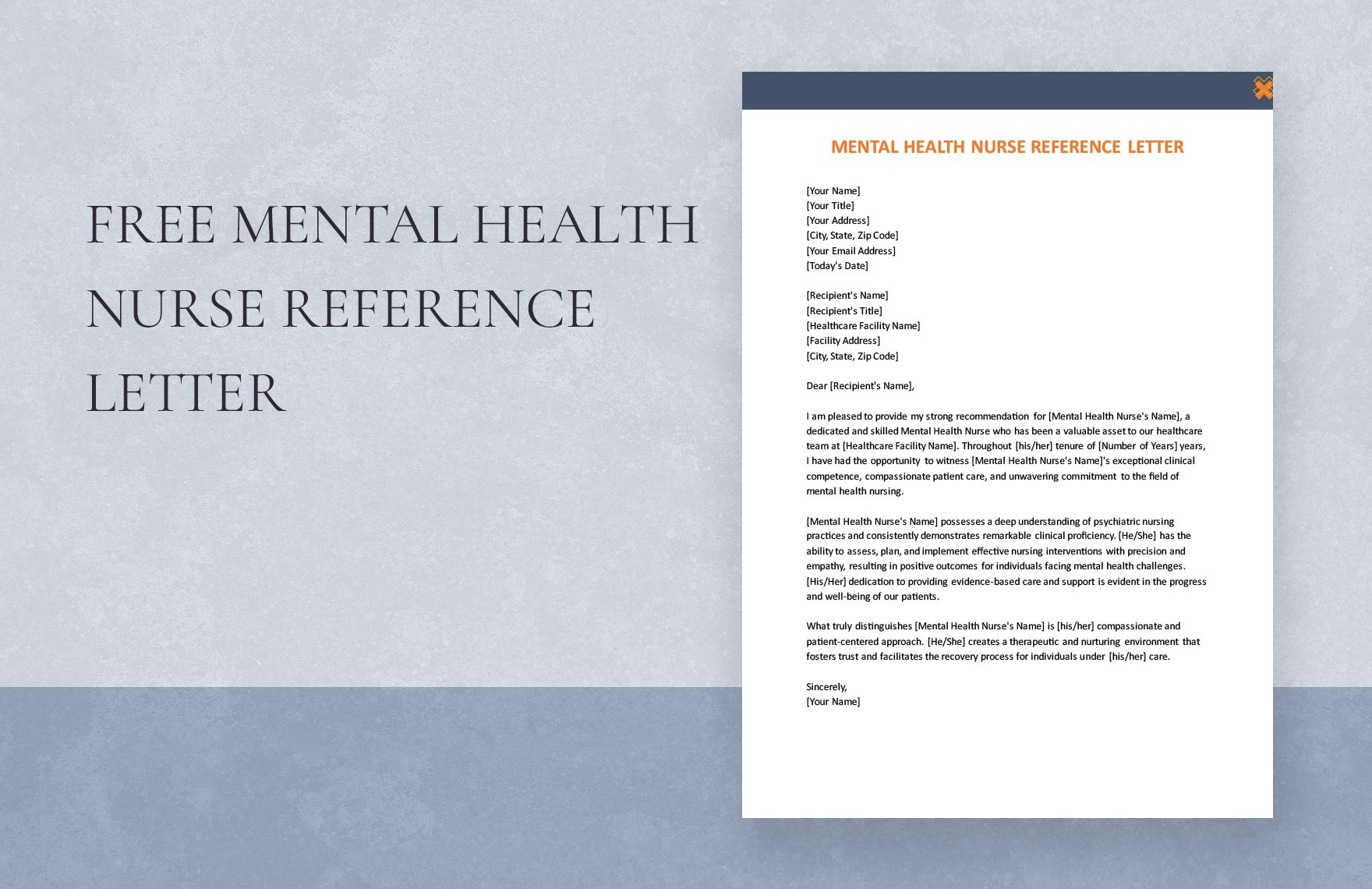 Mental Health Nurse Reference Letter