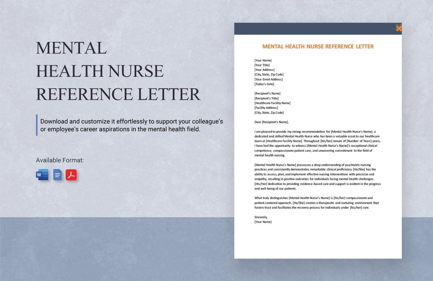 Mental Health Nurse Reference Letter in Word, Google Docs, PDF