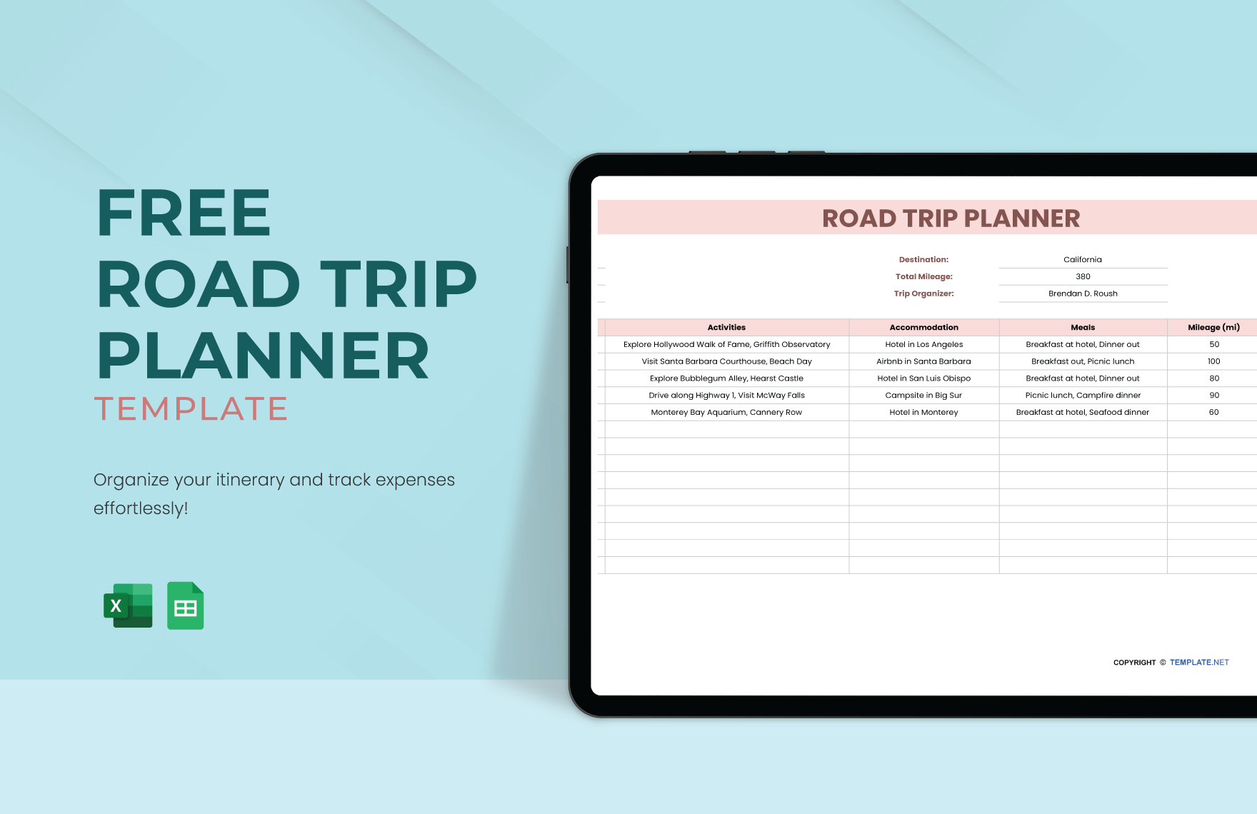 Road Trip Planner Template
