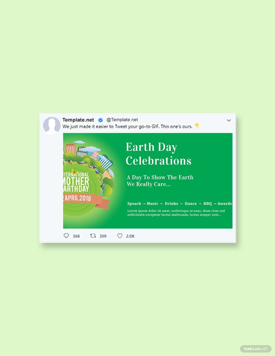 Free International Earth Day Twitter Post Template