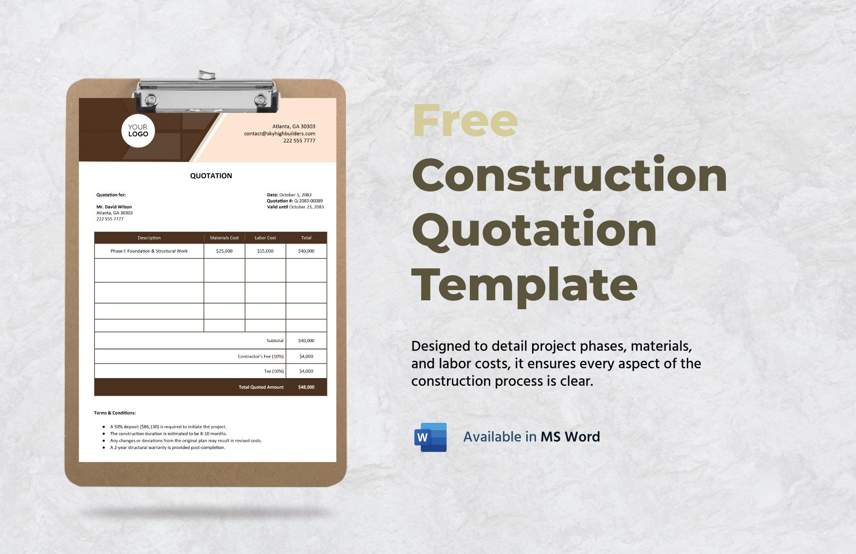 Free Construction Quotation Template