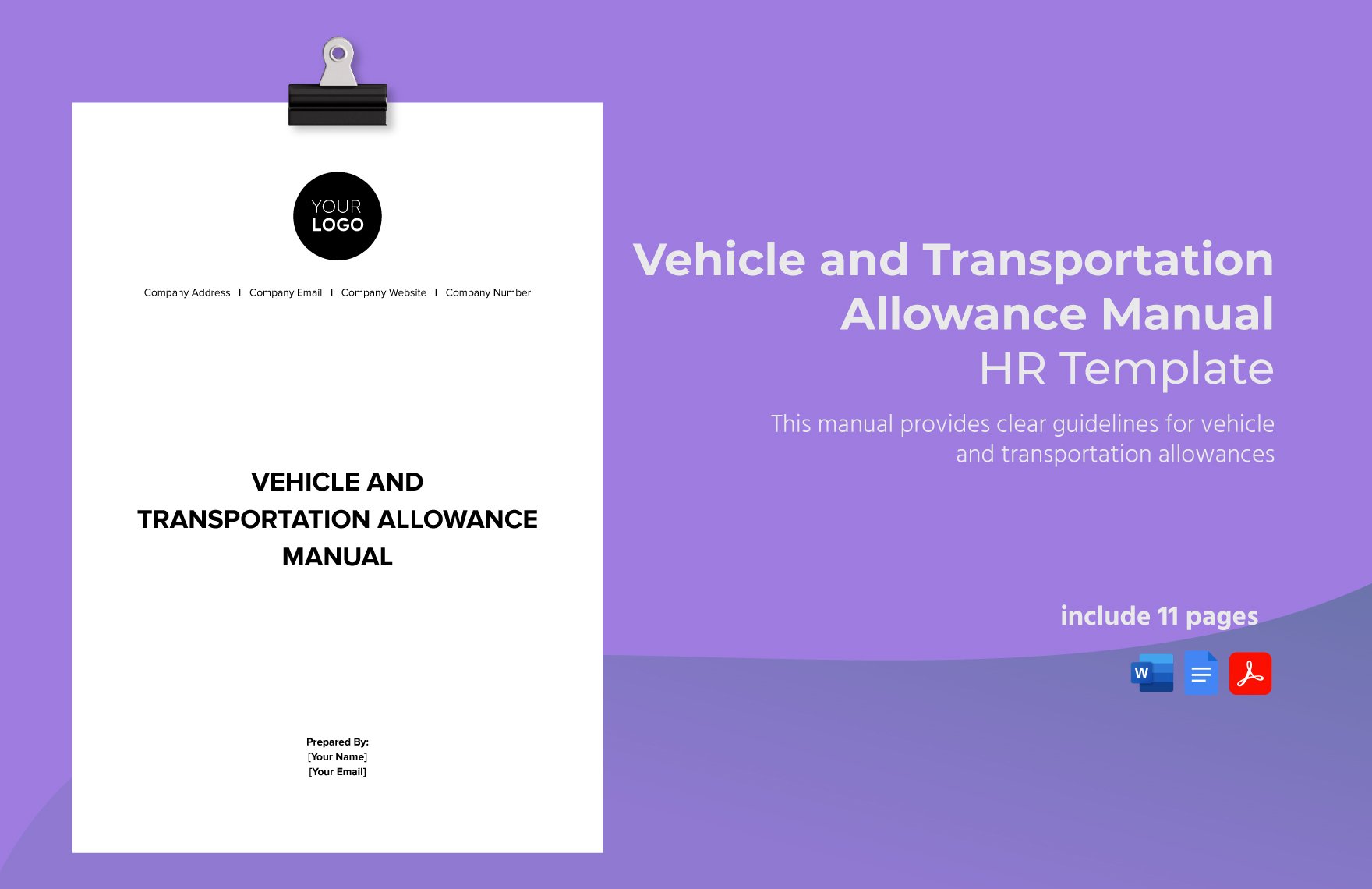 Vehicle and Transportation Allowance Manual HR Template in Word, Google Docs, PDF