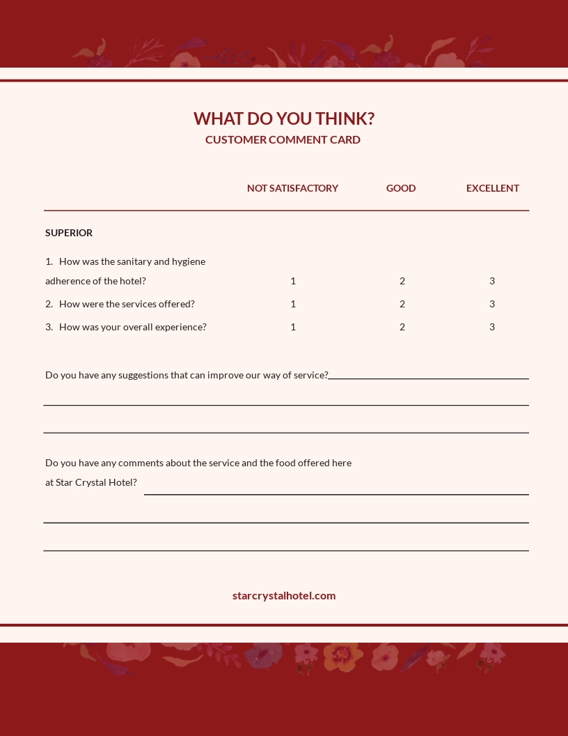 Hotel Customer Comment Card Template 1.jpe