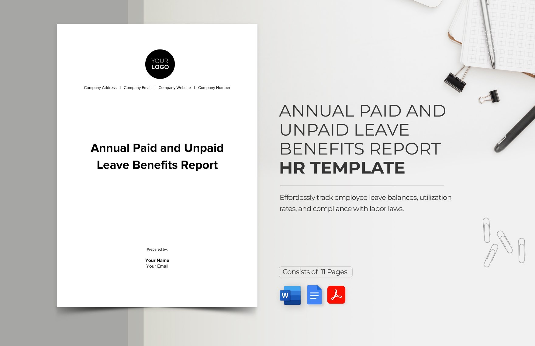 Annual Paid and Unpaid Leave Benefits Report HR Template