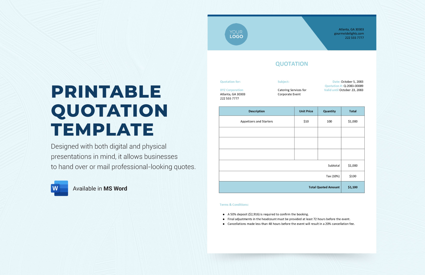 FREE Quotation Template - Download in Word, Google Docs, Excel, PDF ...