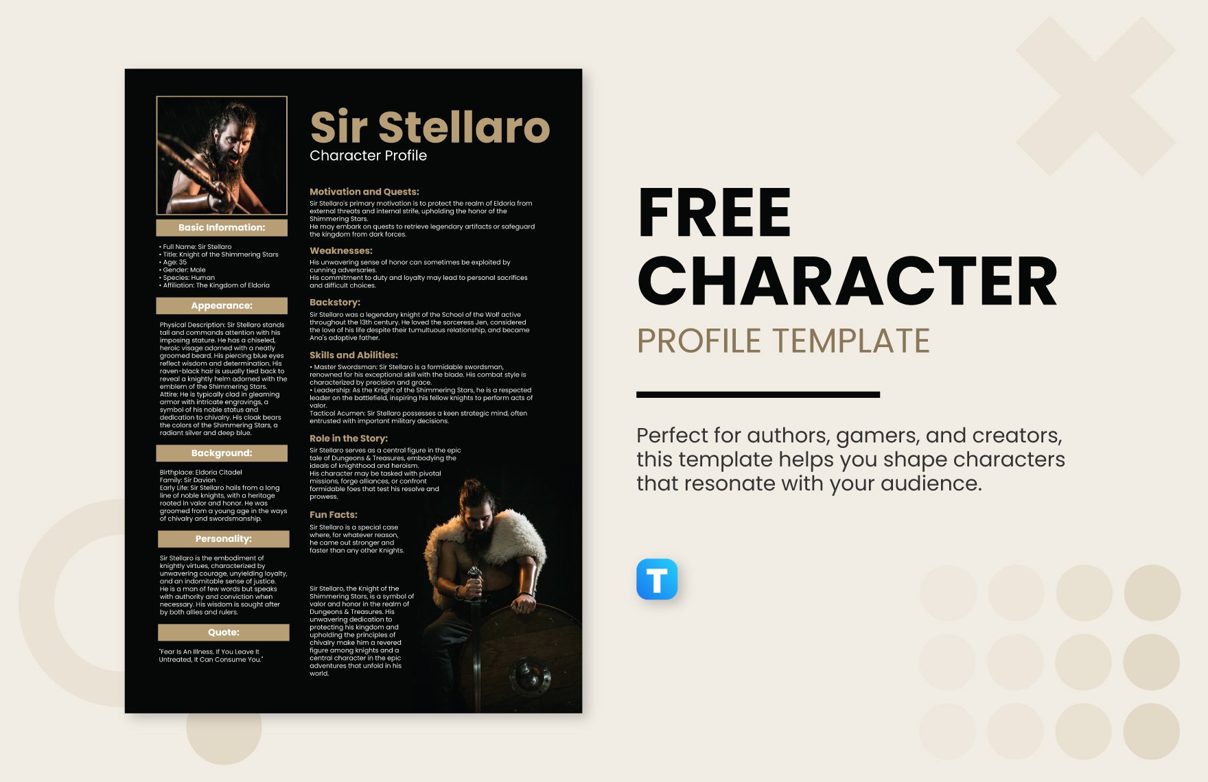 Free Character Profile Template Download in PNG, JPG