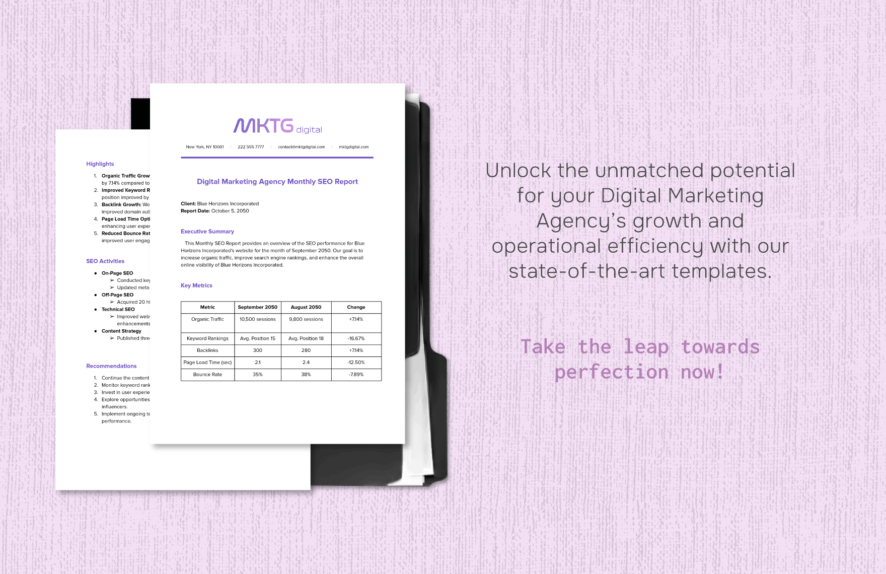Digital Marketing Agency Monthly SEO Report Template