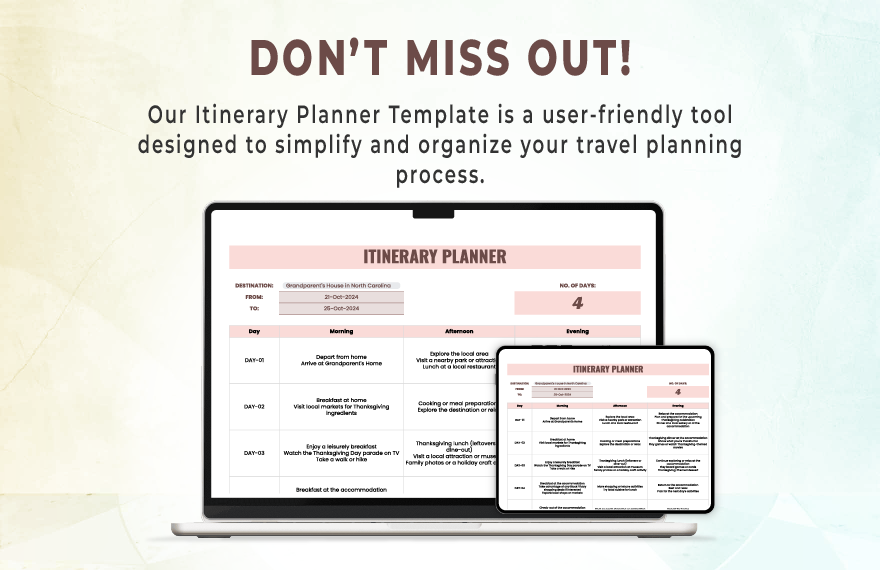 Itinerary Planner Template Itinerary Planner Template