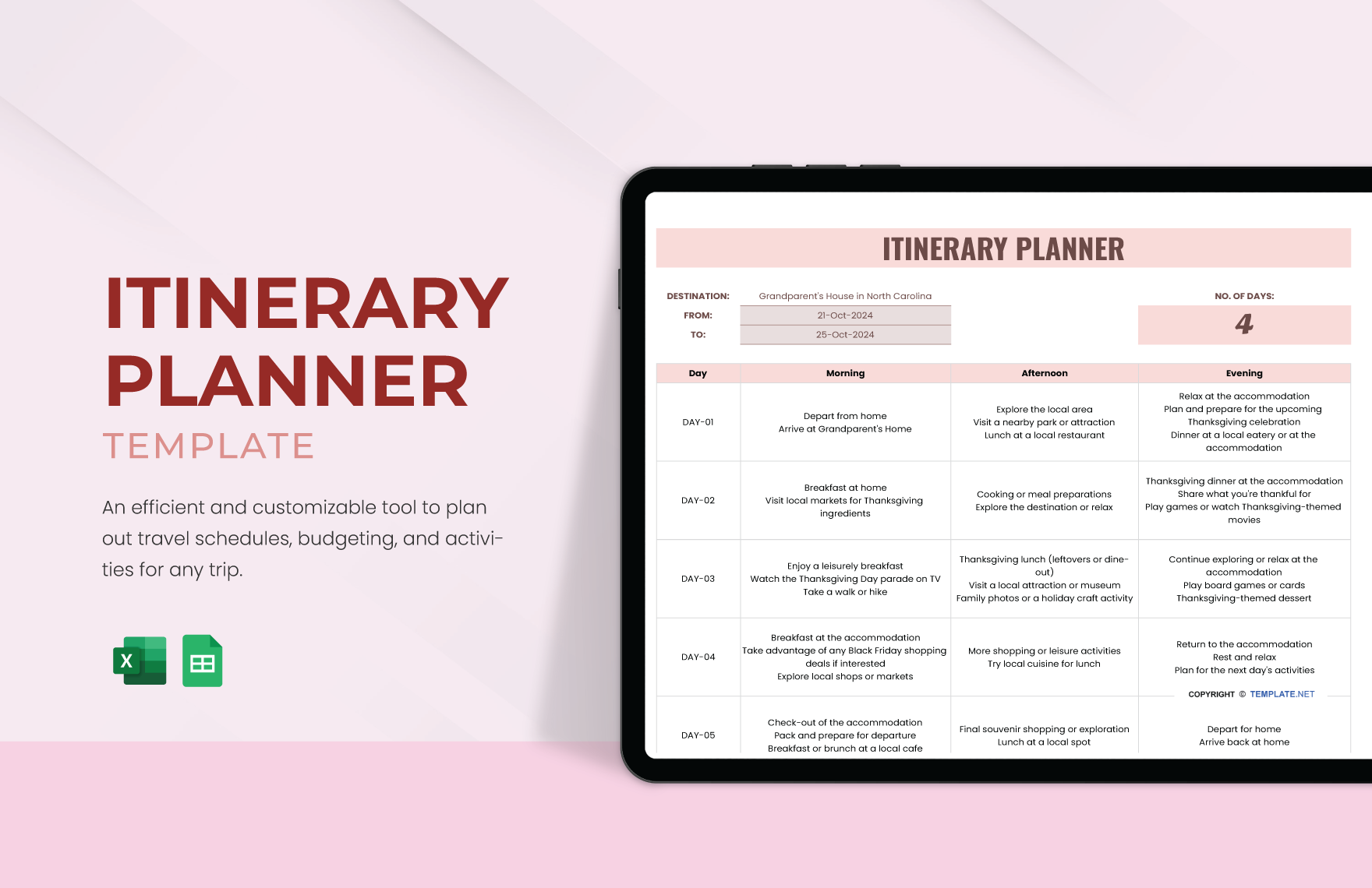 Itinerary Planner Template