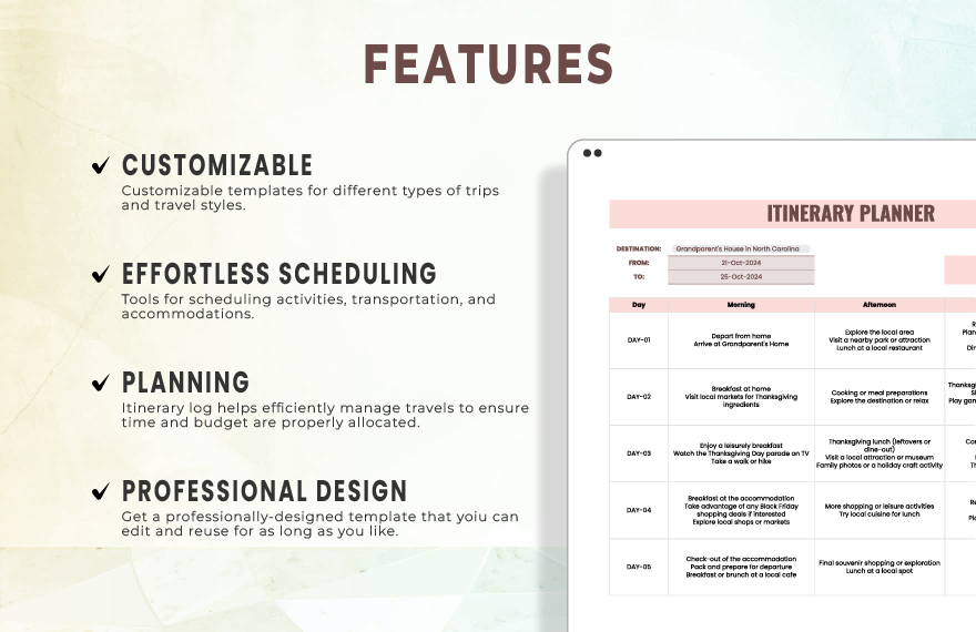 Itinerary Planner Template Itinerary Planner Template
