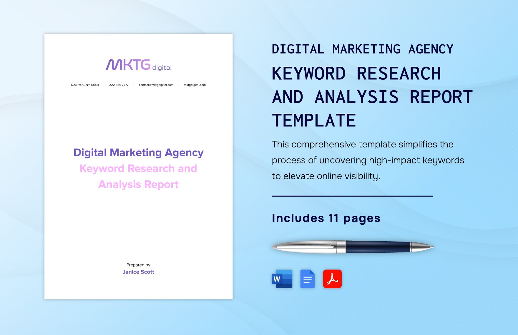 Digital Marketing Agency Keyword Research and Analysis Report Template