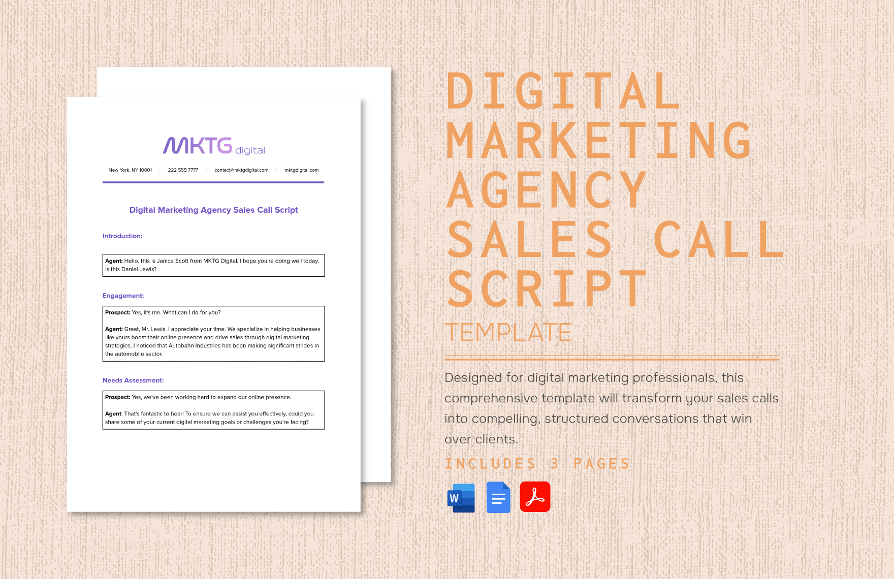 Digital Marketing Agency Sales Call Script Template