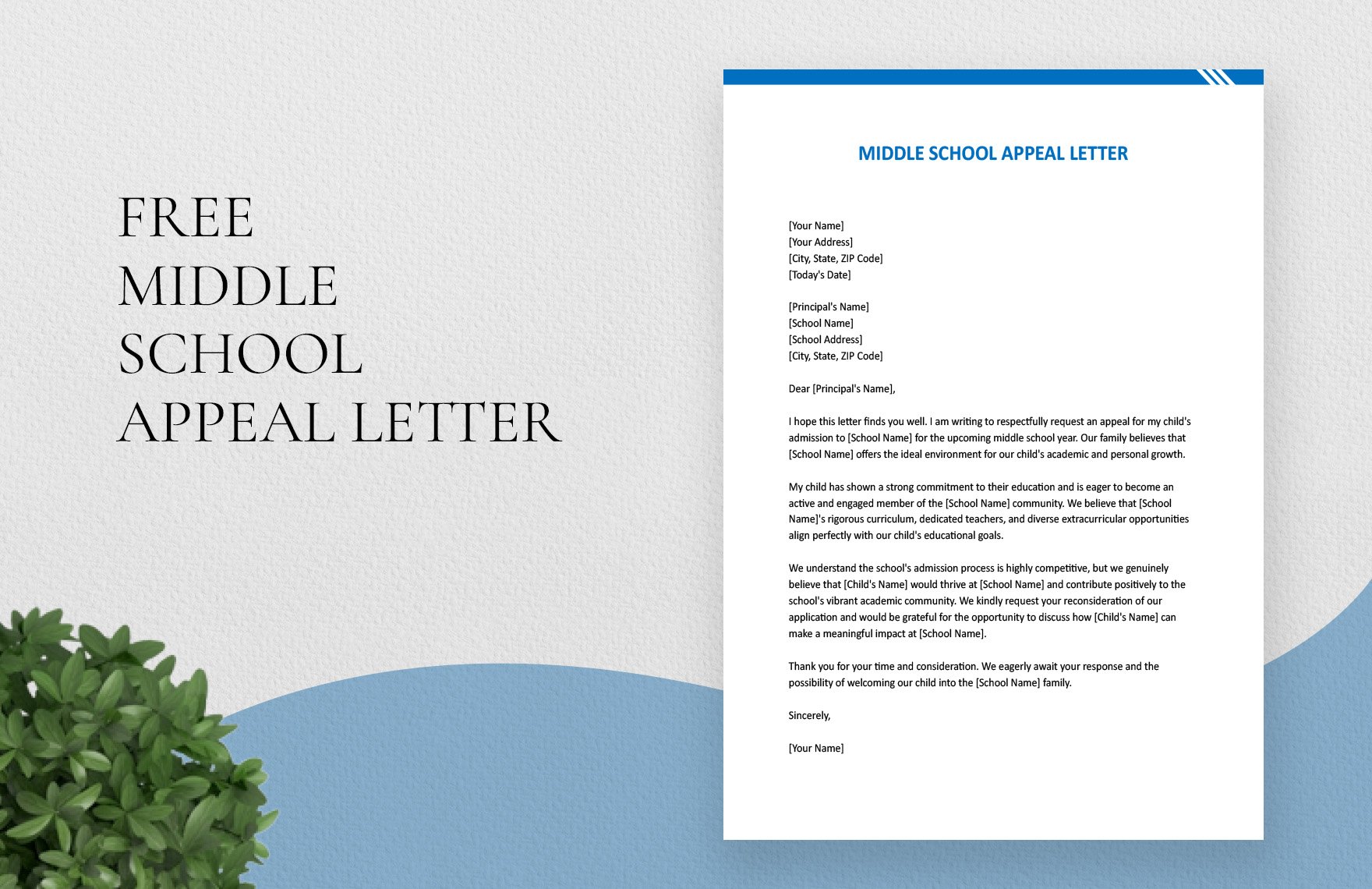 Middle School Appeal Letter in Word, Google Docs