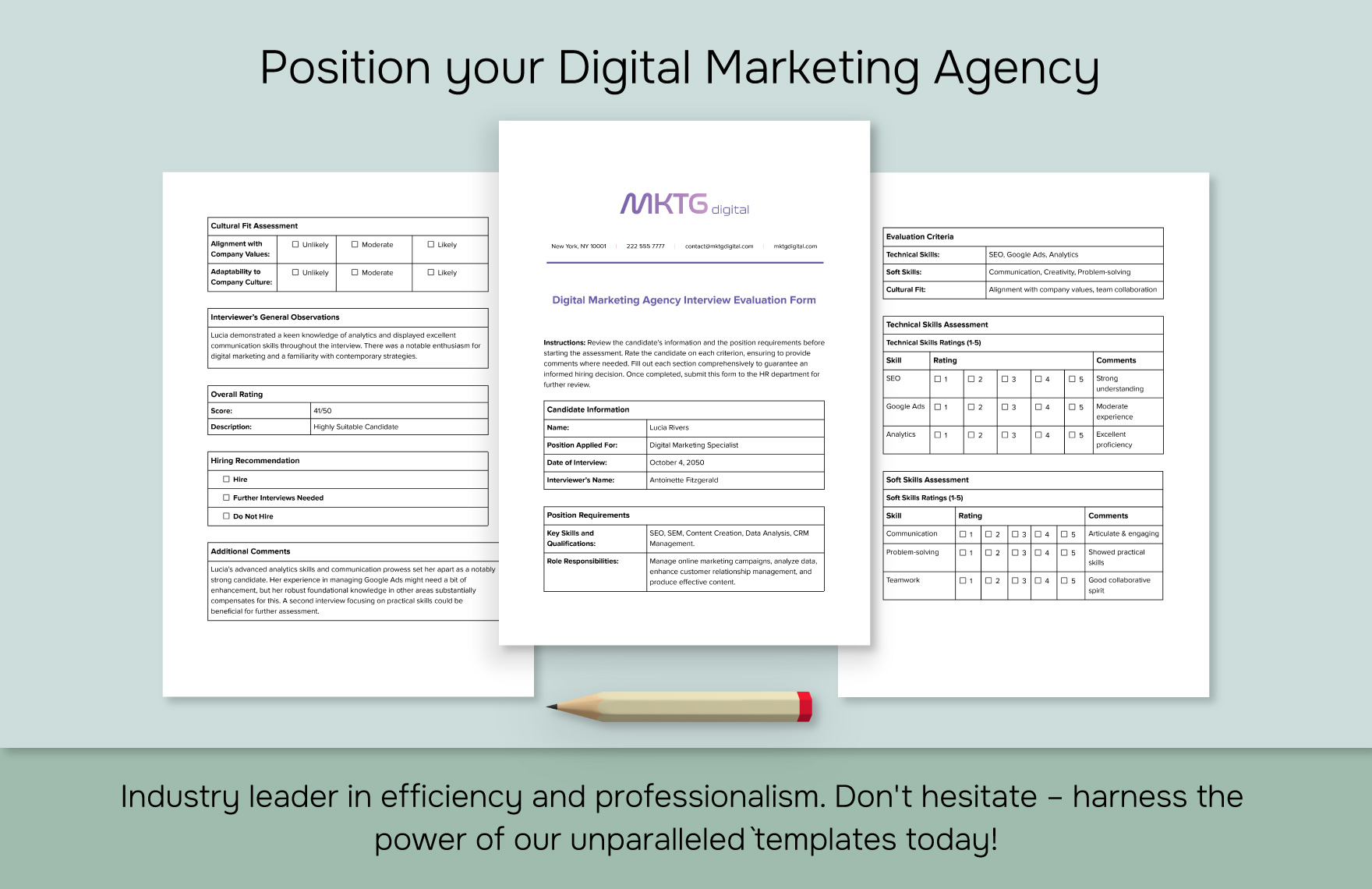 Digital Marketing Agency Interview Evaluation Form HR Template