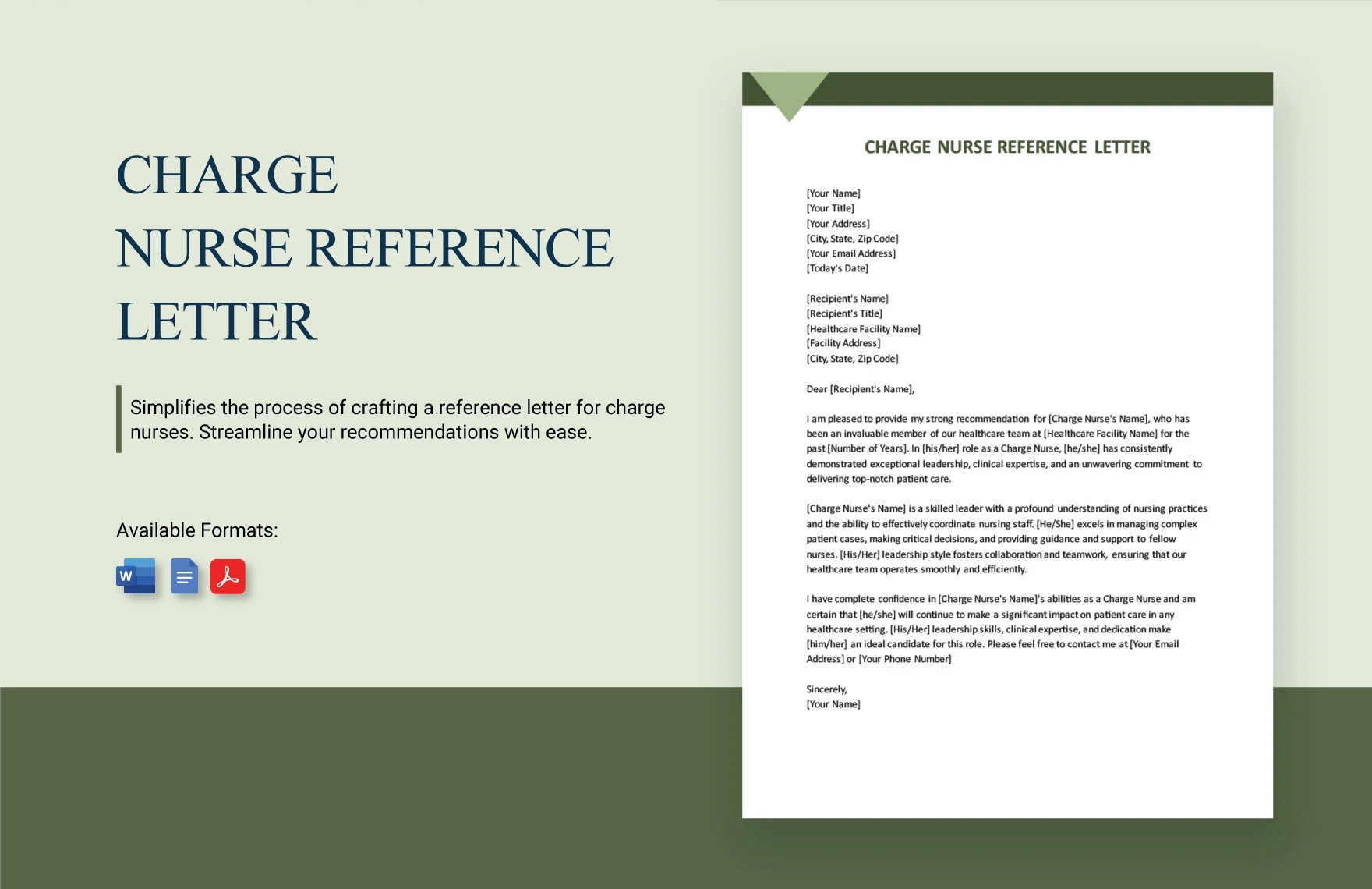 Charge Nurse Reference Letter in Word, Google Docs, PDF