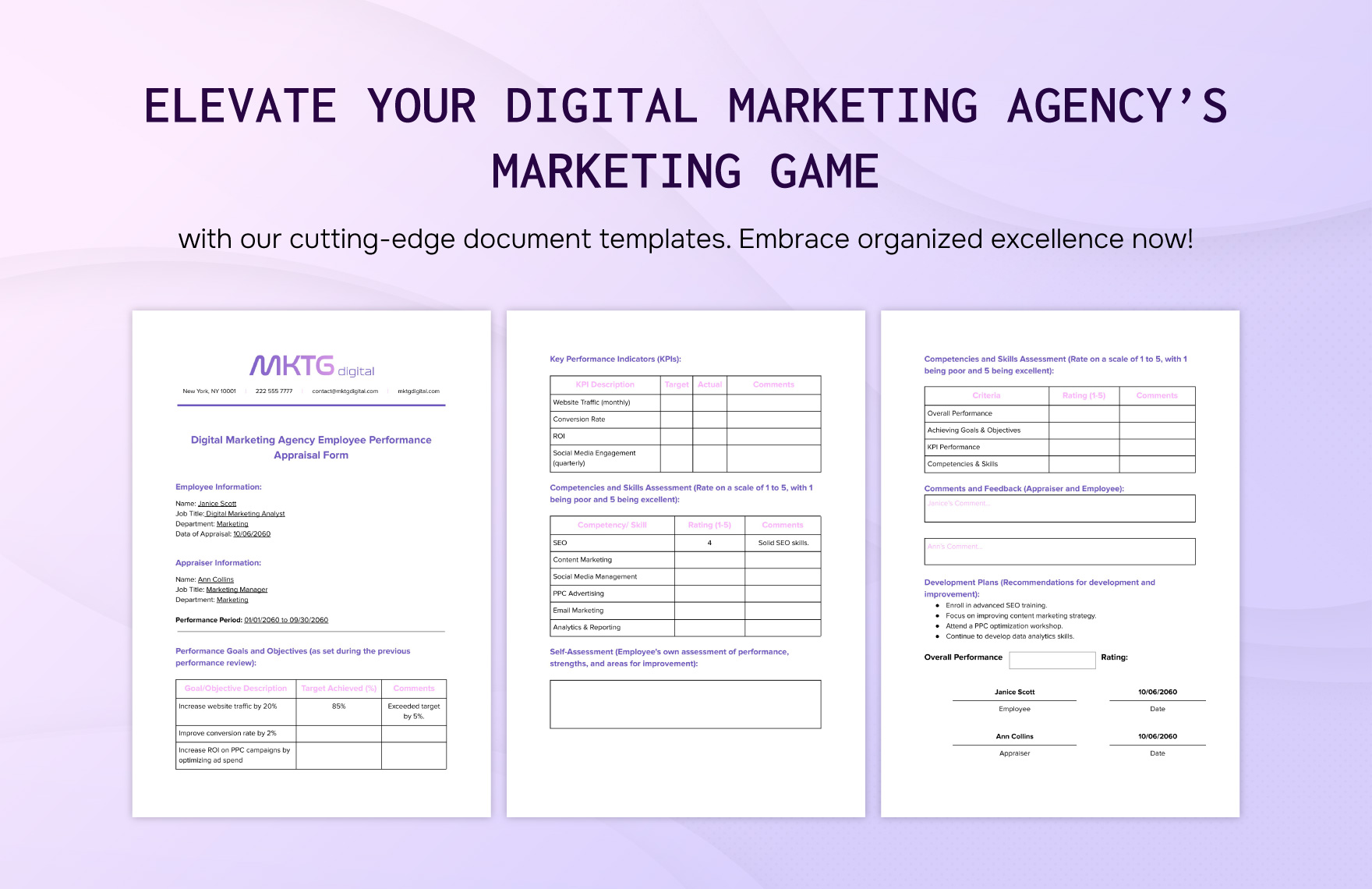 Digital Marketing Agency Employee Performance Appraisal Form Template