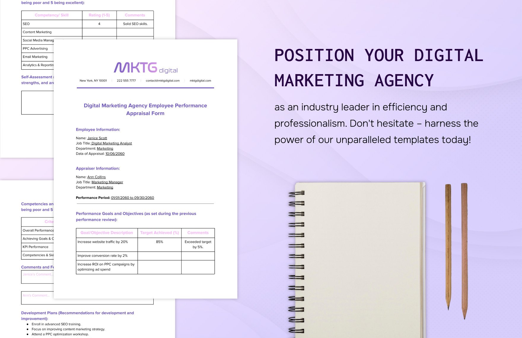Digital Marketing Agency Employee Performance Appraisal Form Template