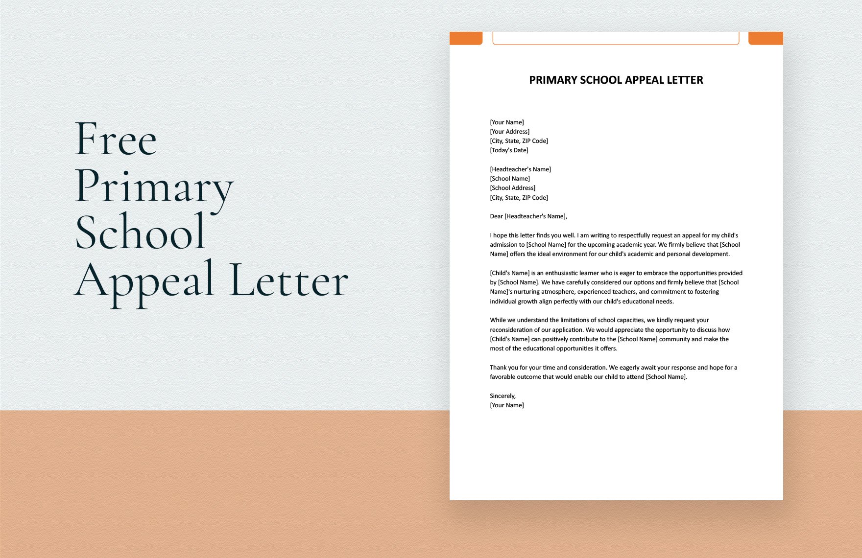 Primary School Appeal Letter
