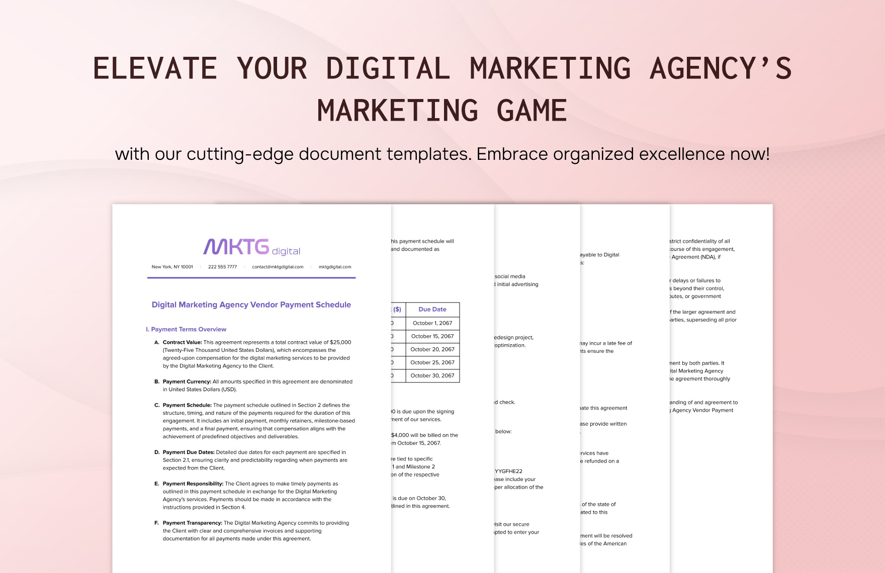 Digital Marketing Agency Vendor Payment Schedule Template
