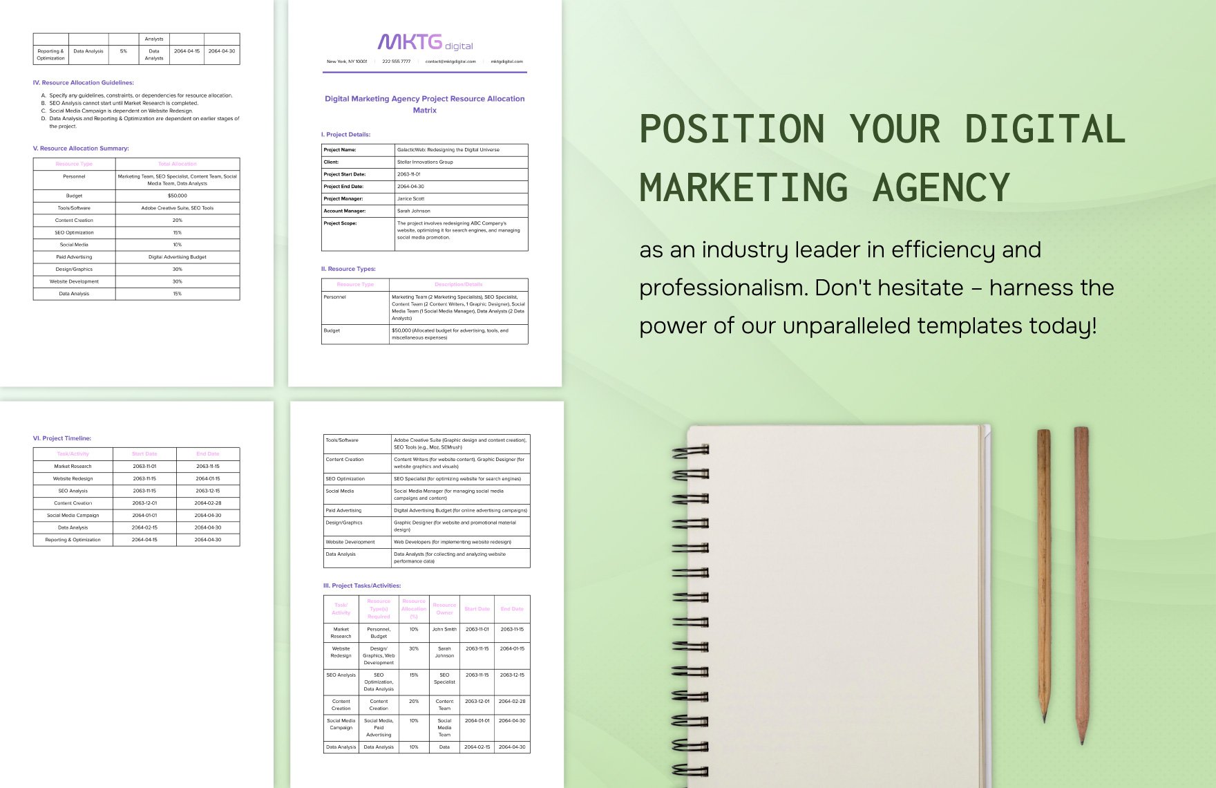 Digital Marketing Agency Project Resource Allocation Matrix Template