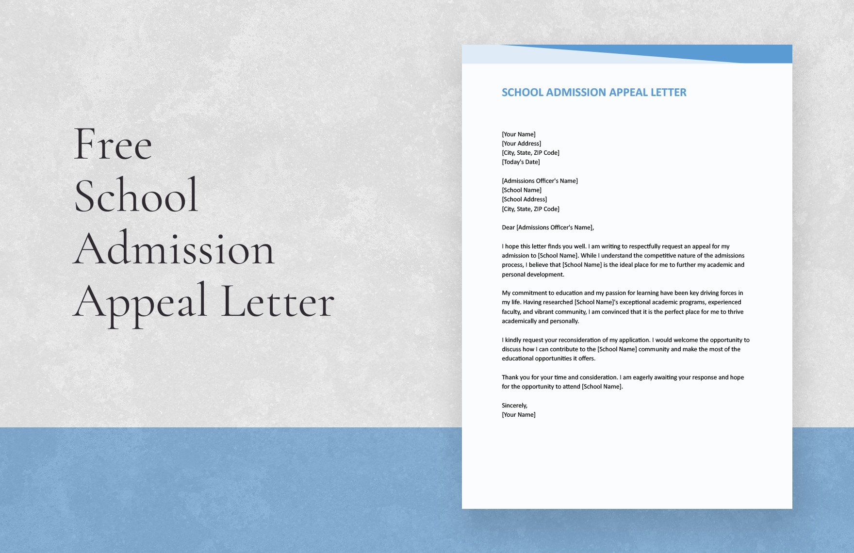 School Admission Appeal Letter