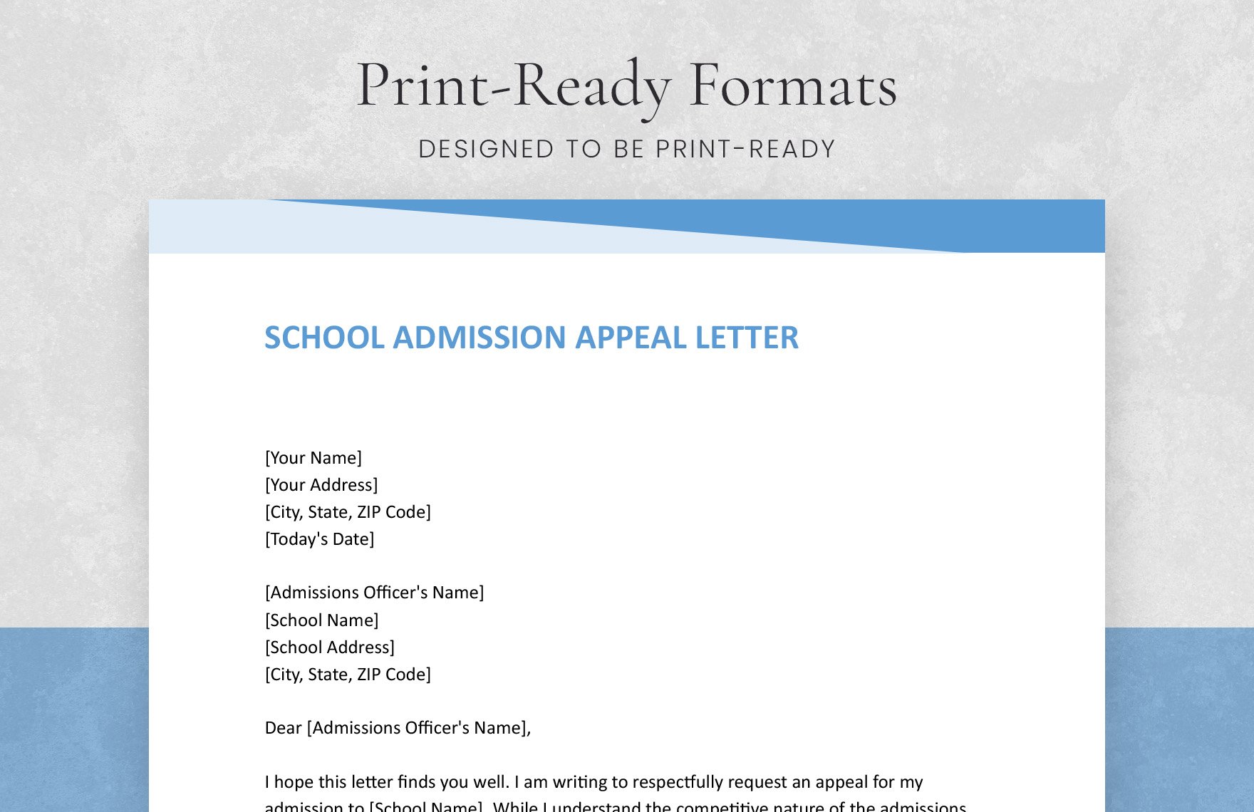 School Admission Appeal Letter
