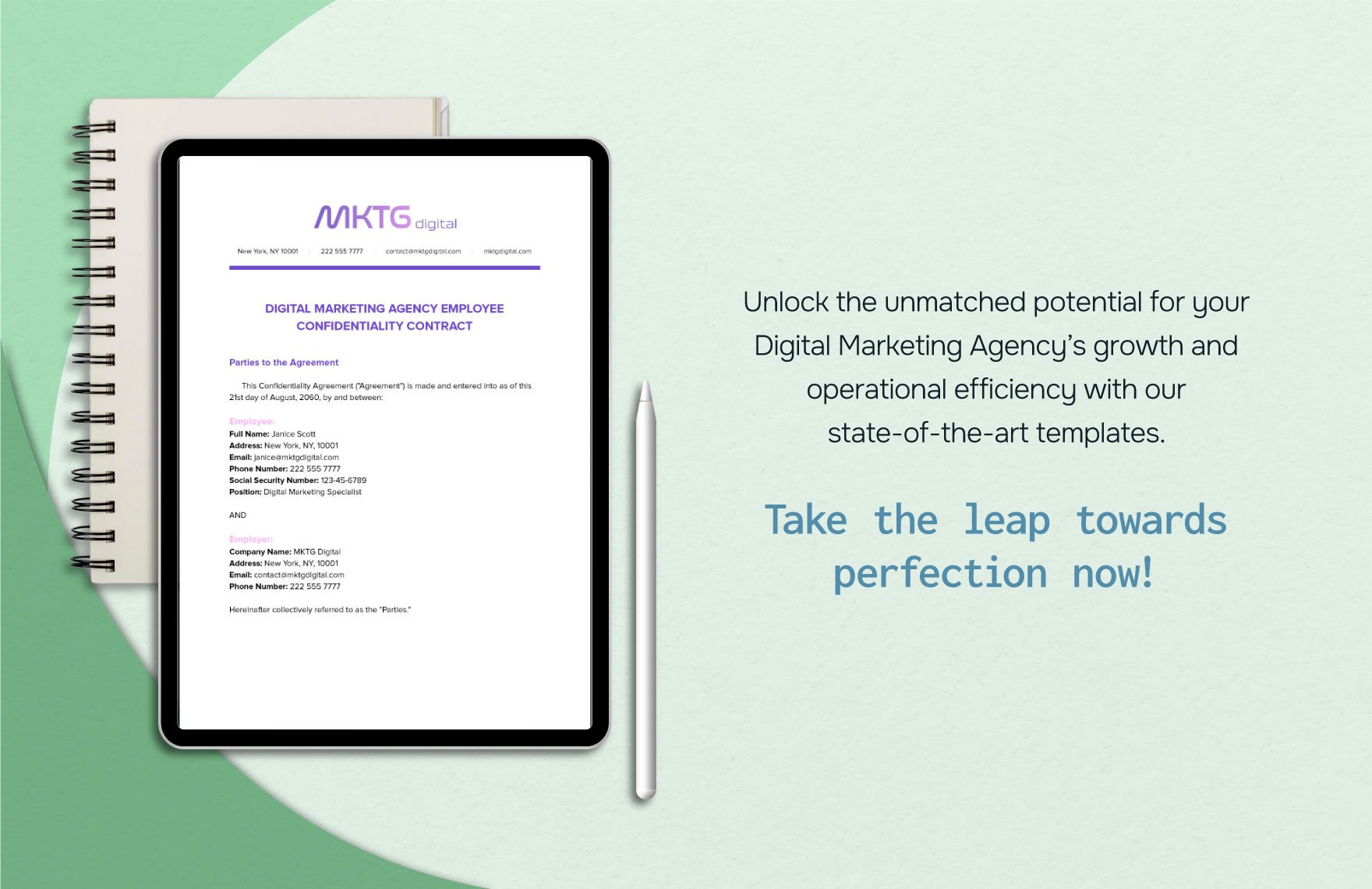 Digital Marketing Agency Employee Confidentiality Contract HR Template