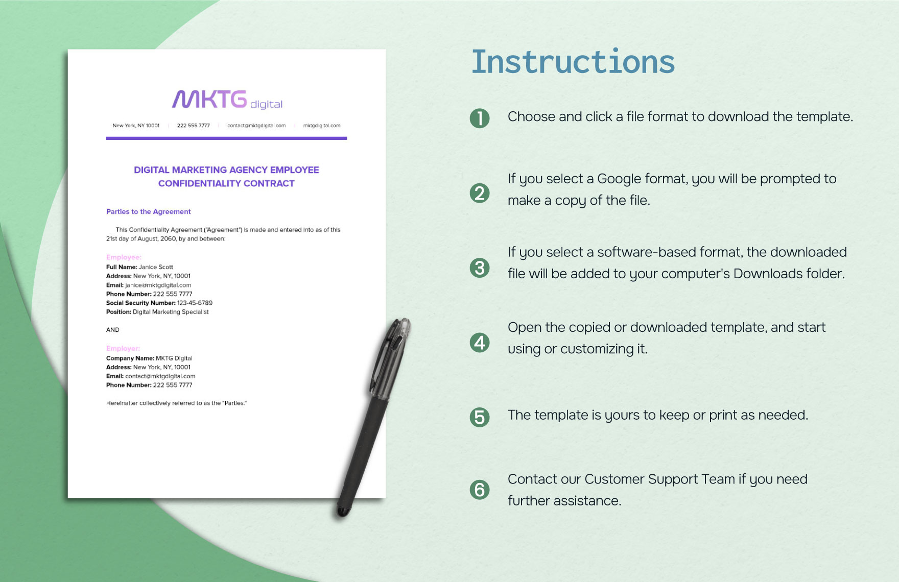 Digital Marketing Agency Employee Confidentiality Contract HR Template