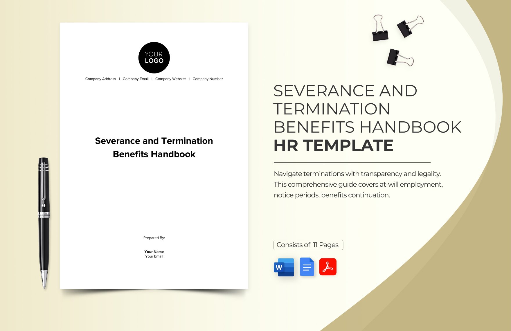 Severance and Termination Benefits Handbook HR Template in Word, Google Docs, PDF