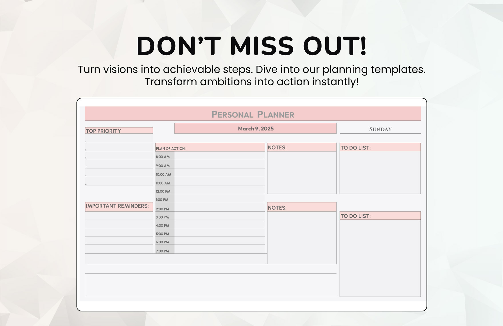 Personal Planner Template