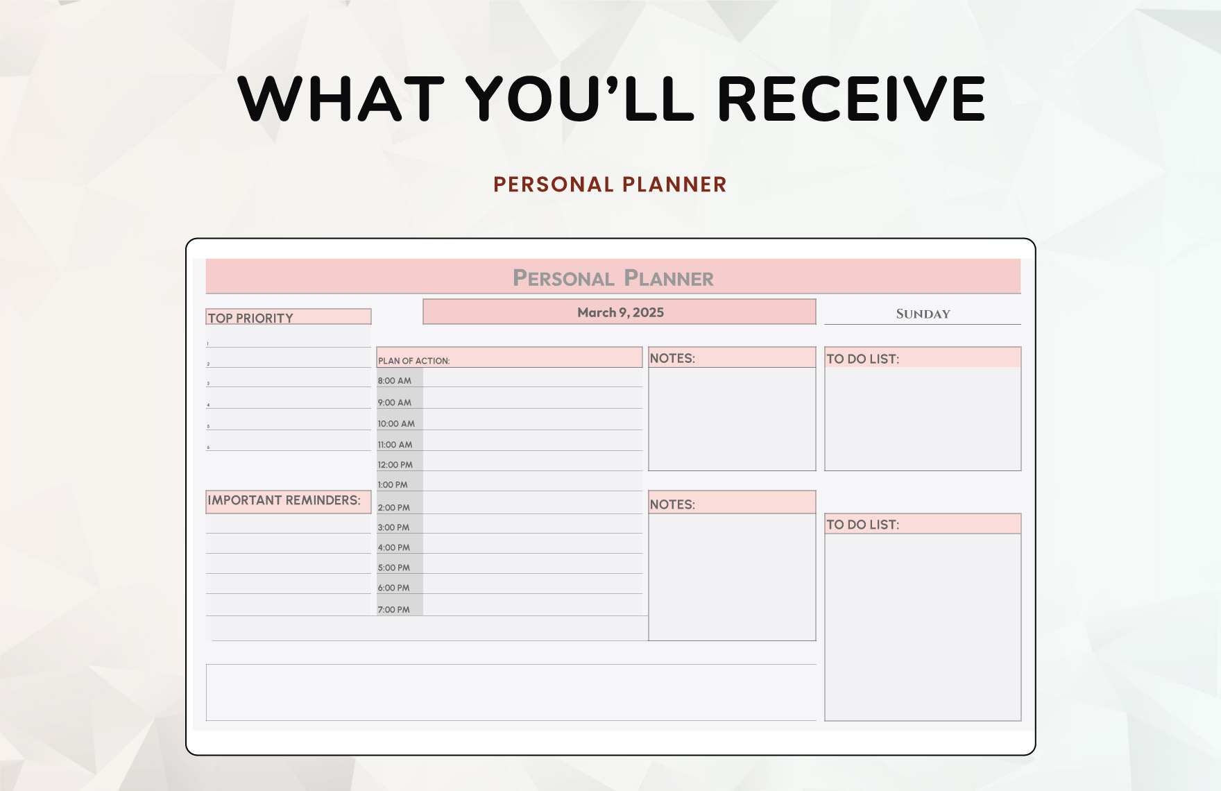 Personal Planner Template
