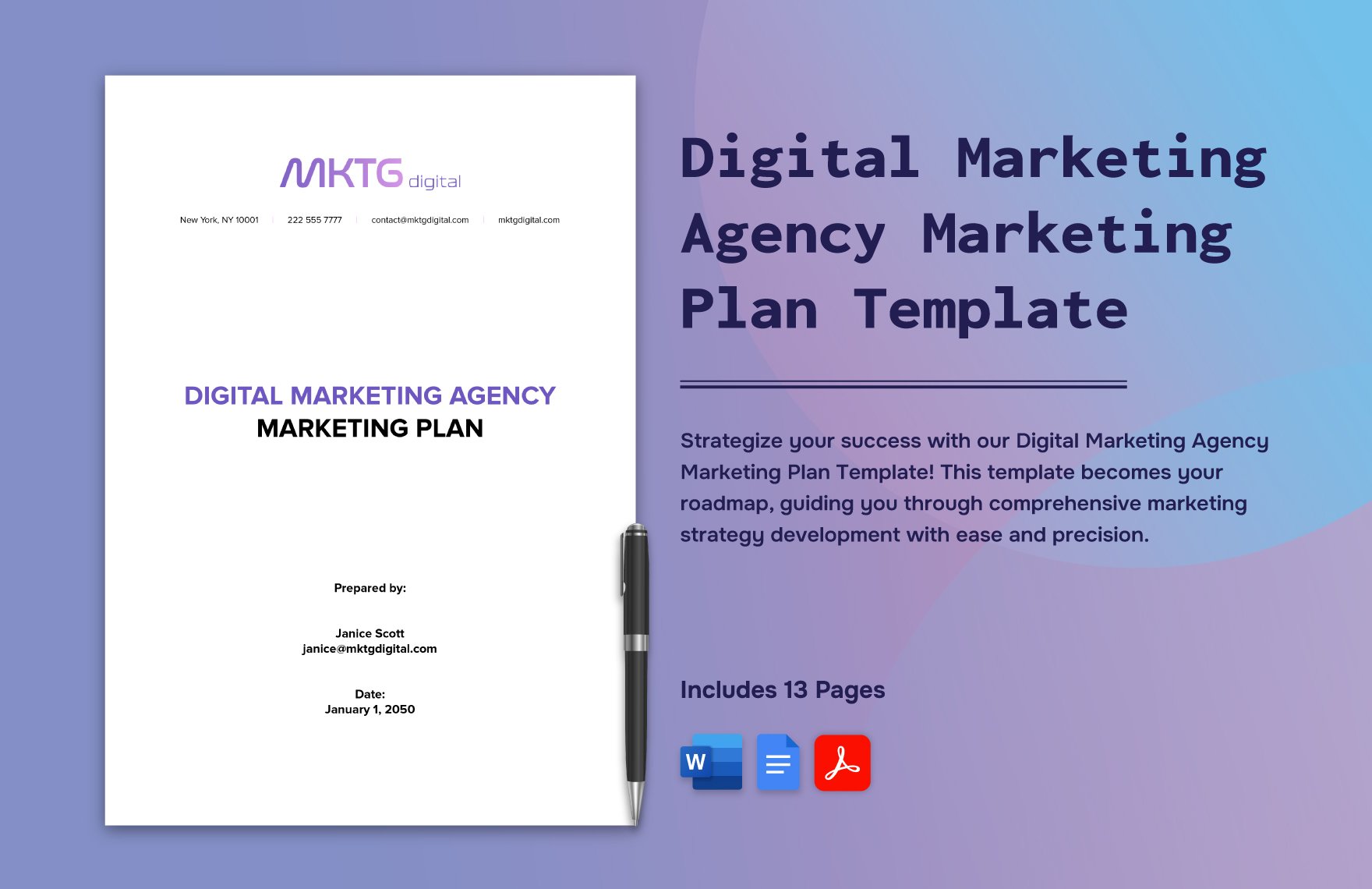 Digital Marketing Agency Marketing Plan Template