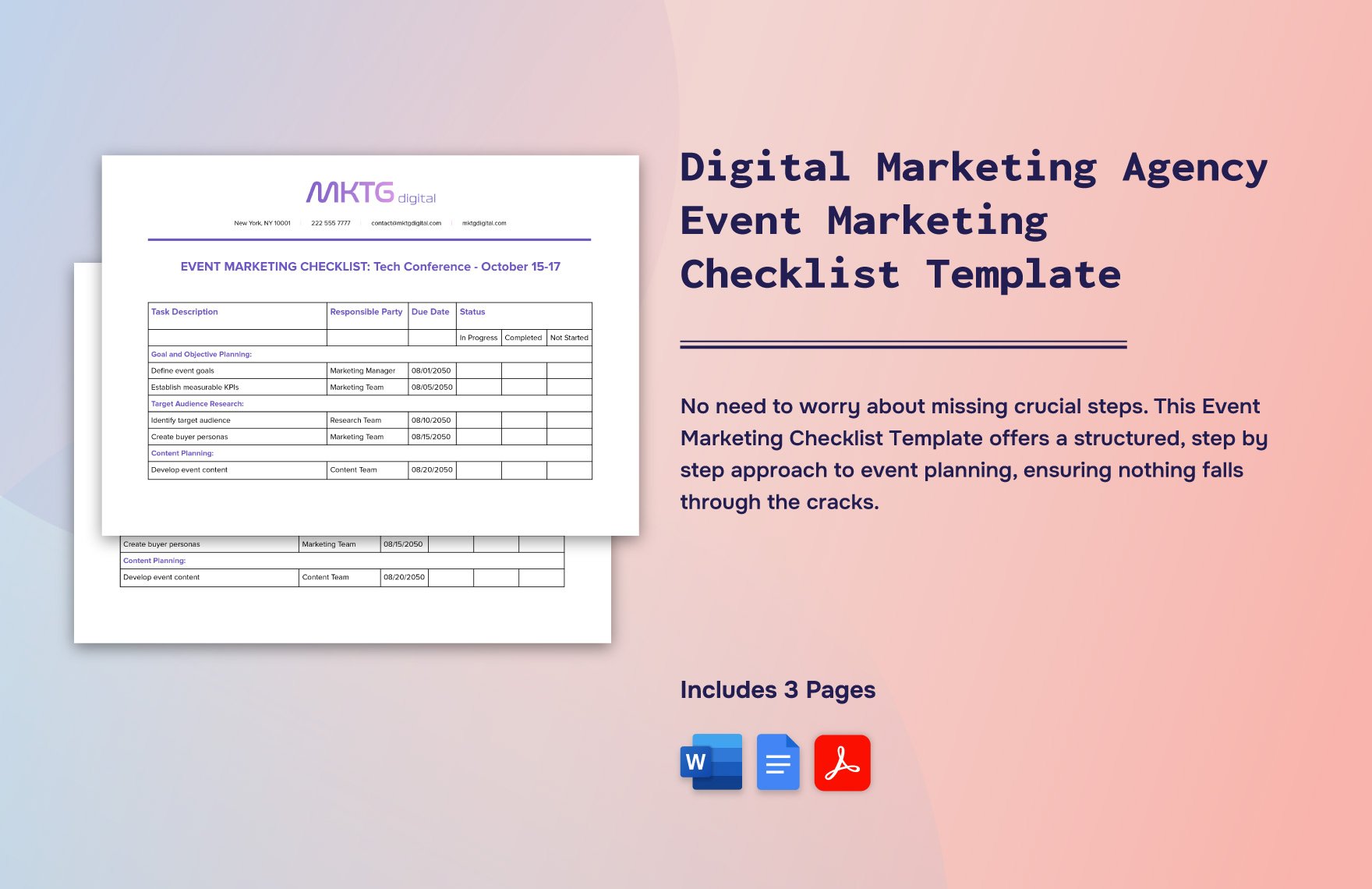Digital Marketing Agency Event Marketing Checklist Template