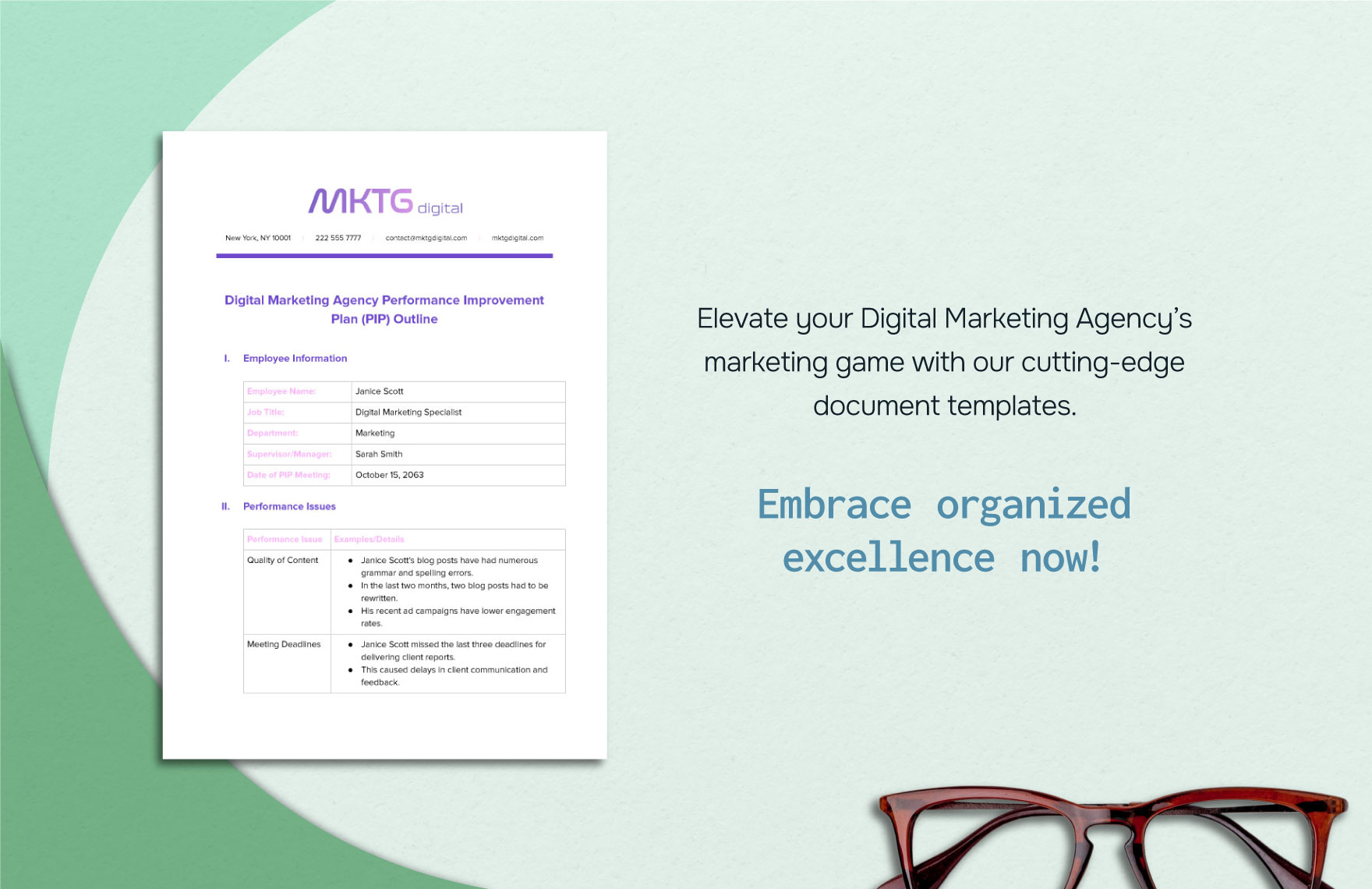 Digital Marketing Agency Performance Improvement Plan (PIP) Outline Template