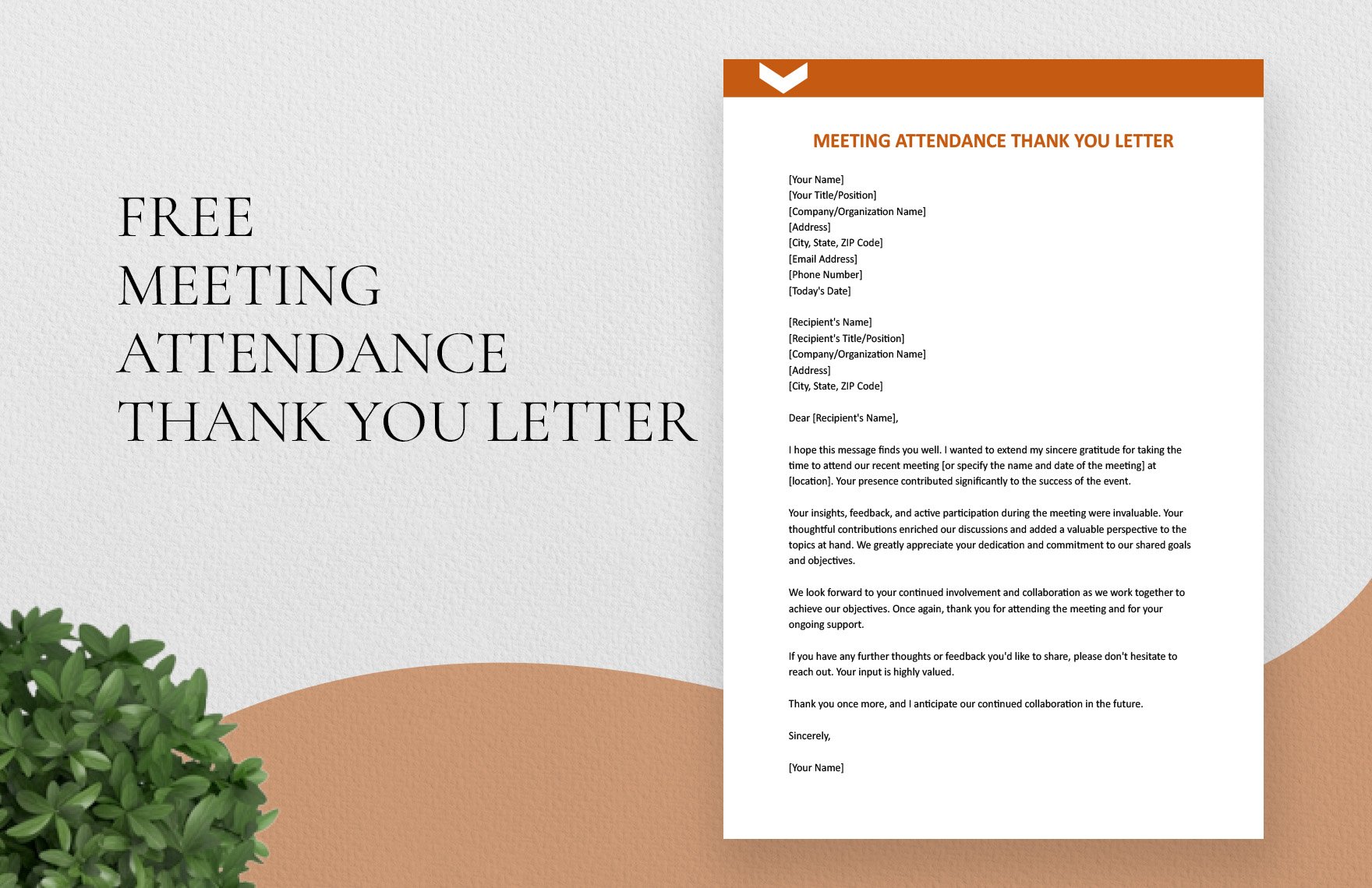 Free Meeting Attendance Thank You Letter