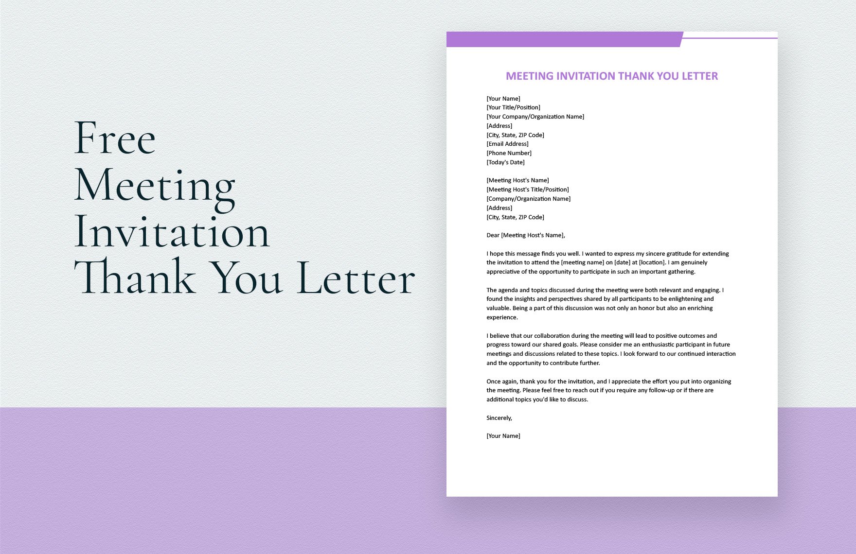 Free Meeting Invitation Thank You Letter