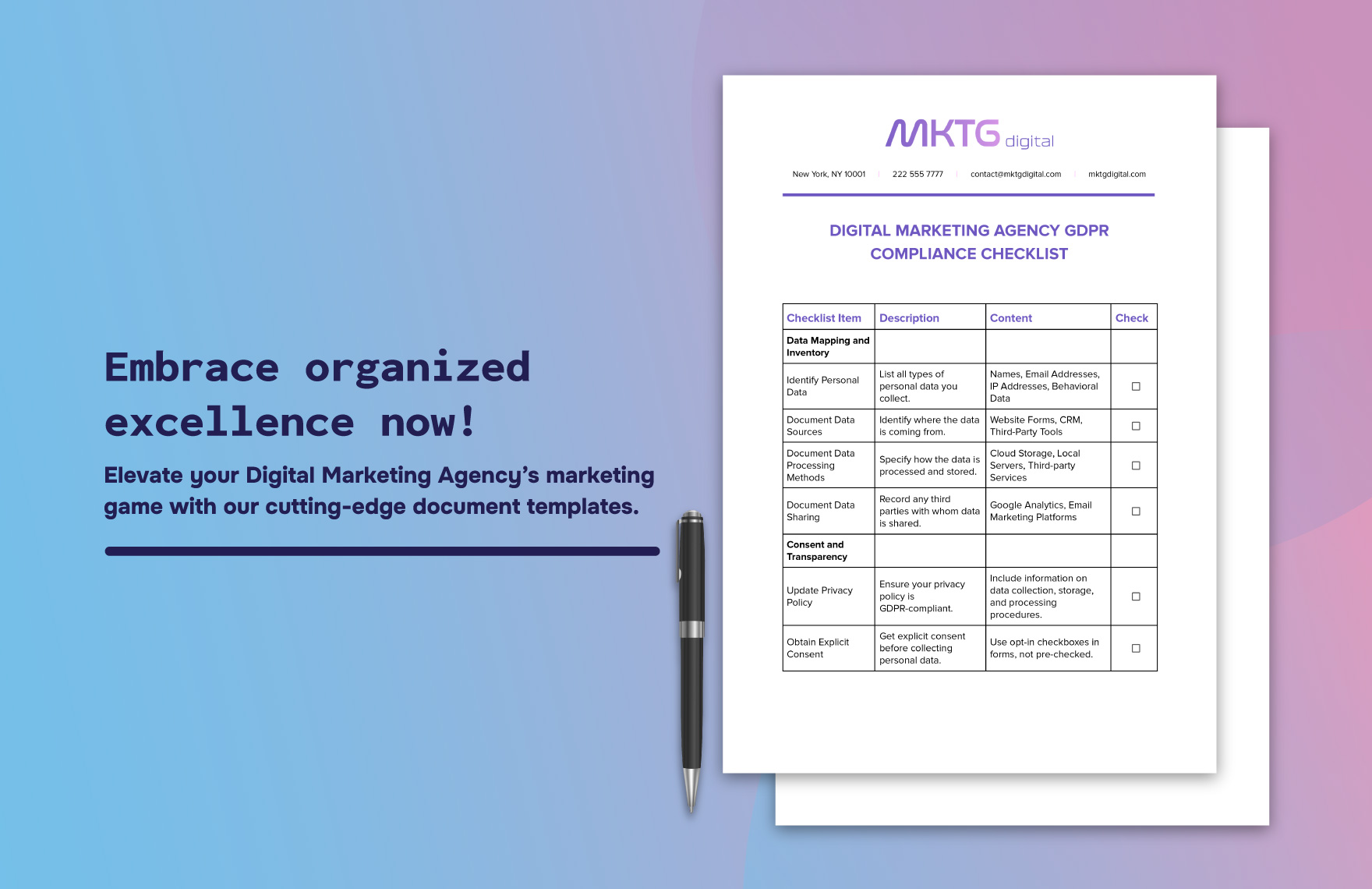 Digital Marketing Agency GDPR Compliance Checklist Template
