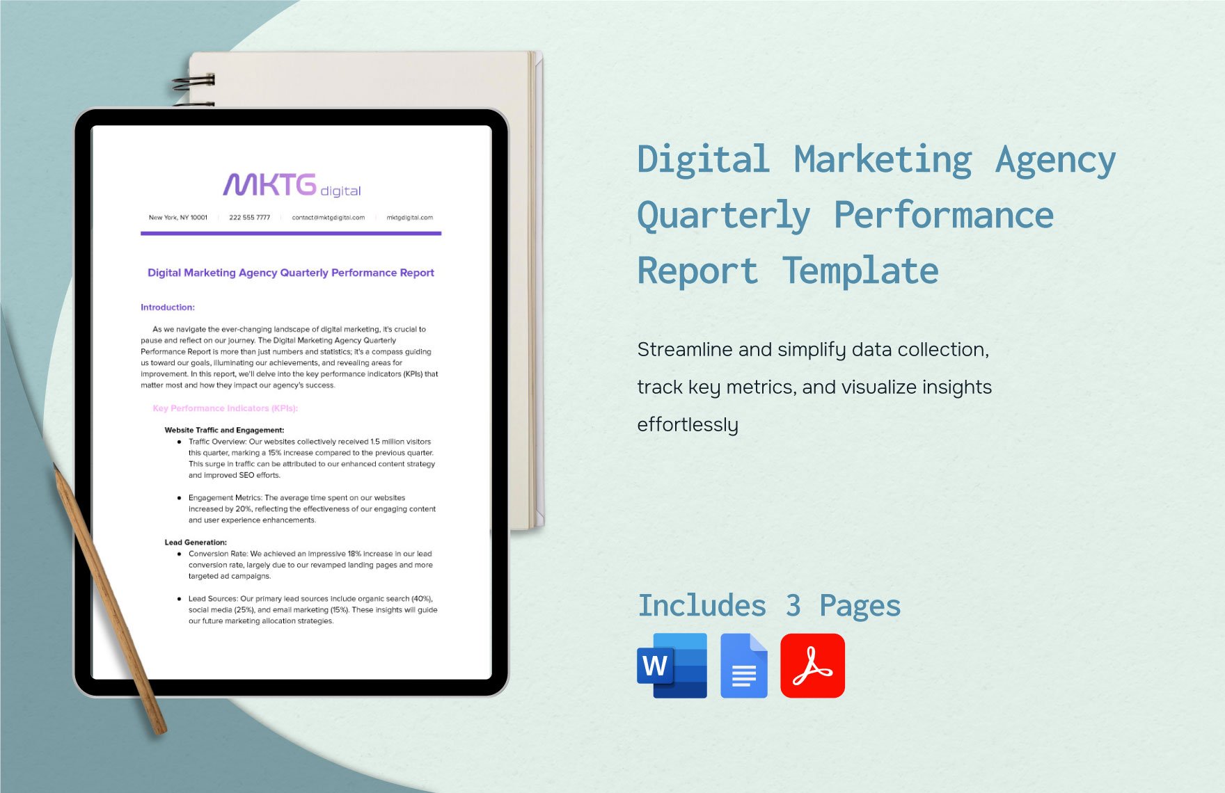 Digital Marketing Agency Quarterly Performance Report Template