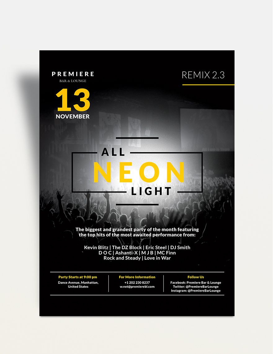 Black Night Club Party Flyer Template