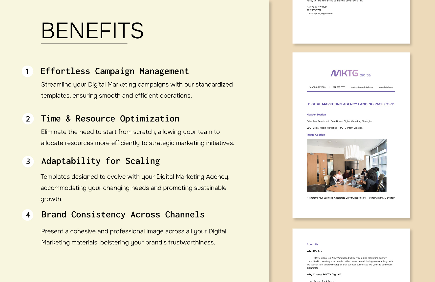 Digital Marketing Agency Landing Page Copy Template