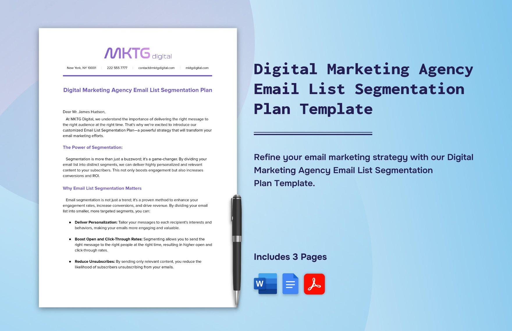Digital Marketing Agency Email List Segmentation Plan Template