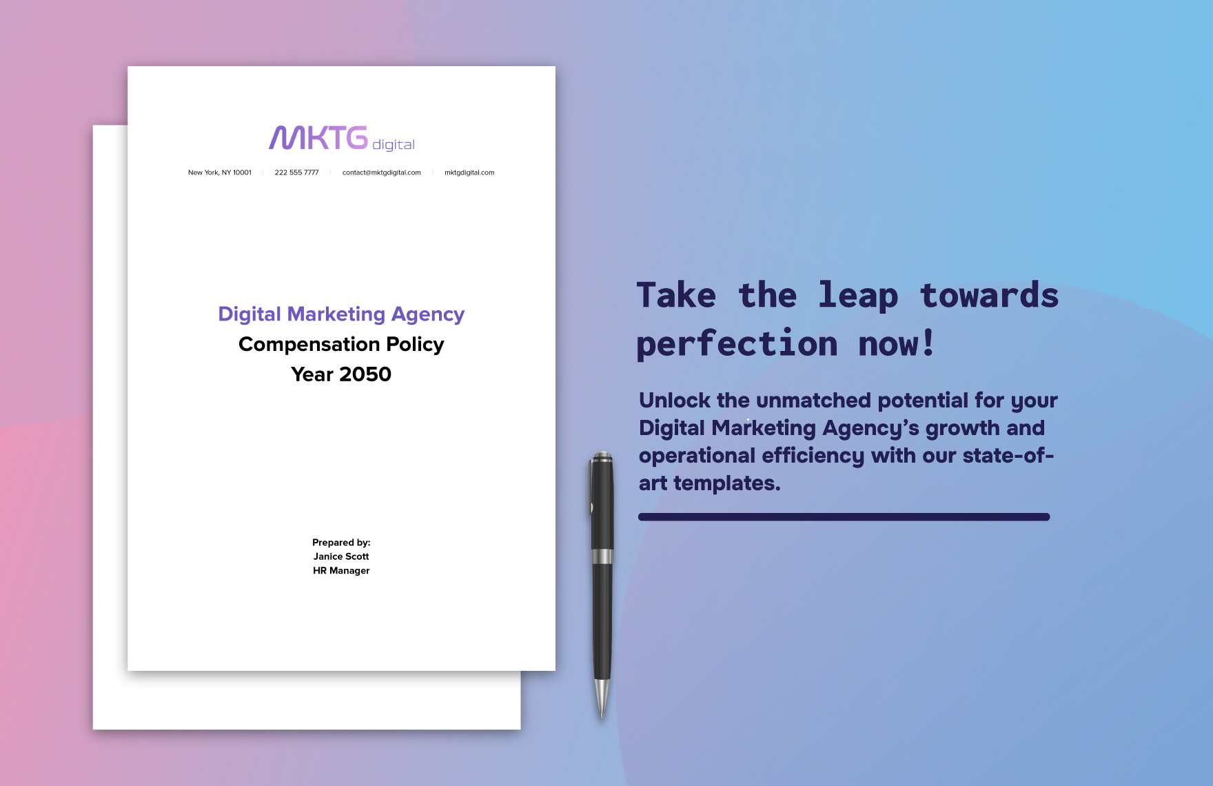 Digital Marketing Agency Compensation Policy HR Template