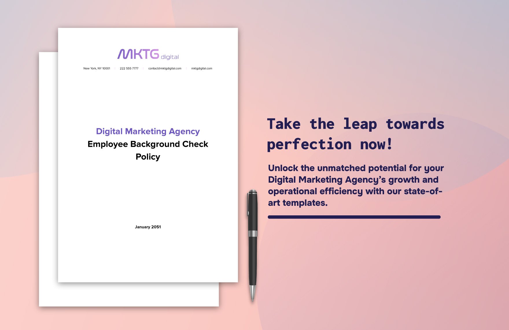 Digital Marketing Agency Employee Background Check Policy HR Template