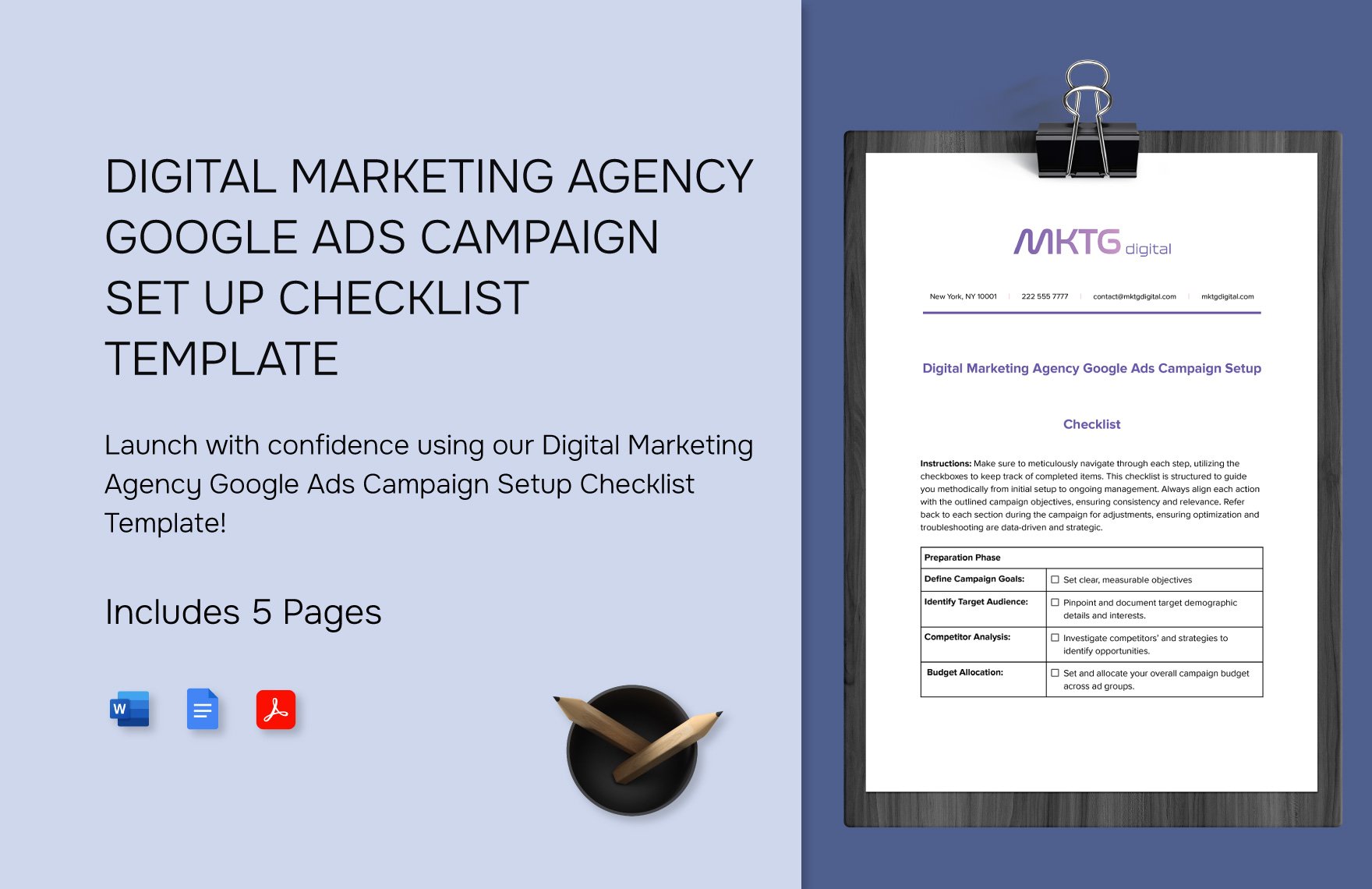 Digital Marketing Agency Google Ads Campaign Setup Checklist Template