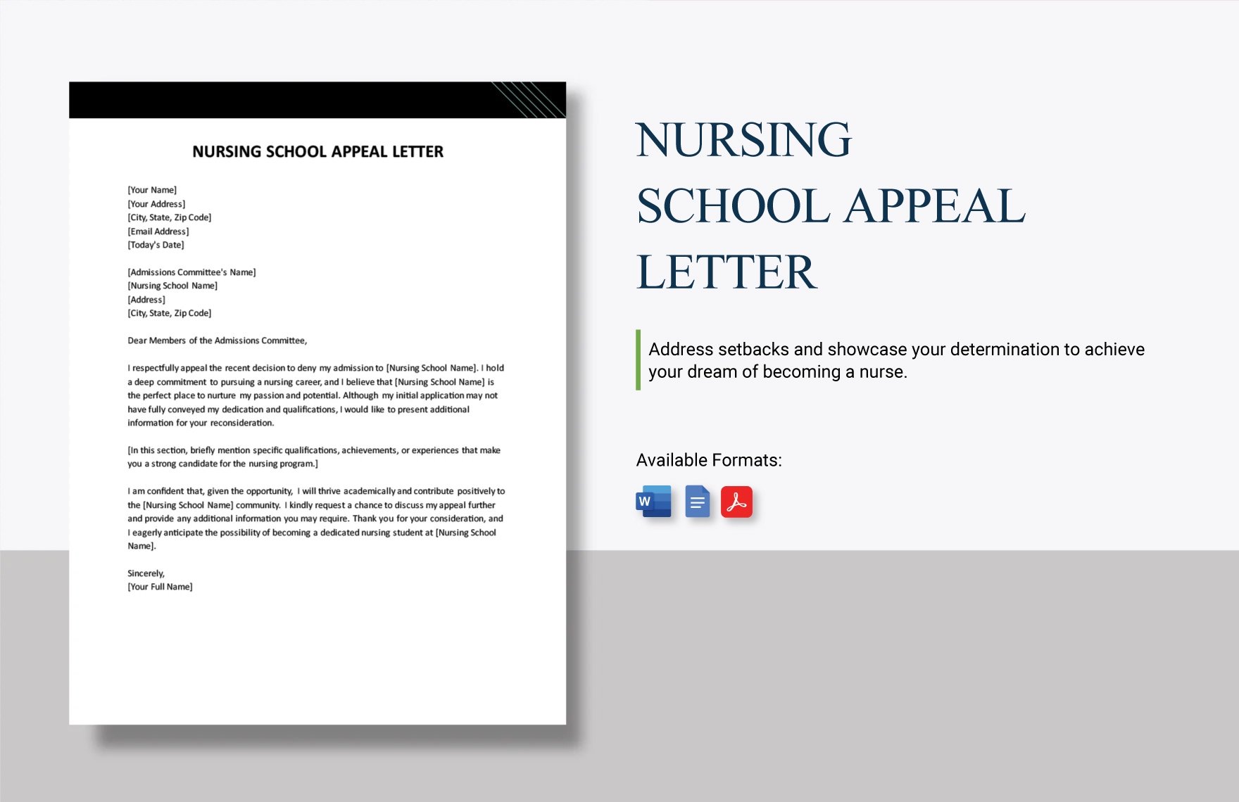 Nursing School Appeal Letter in Word, Google Docs, PDF
