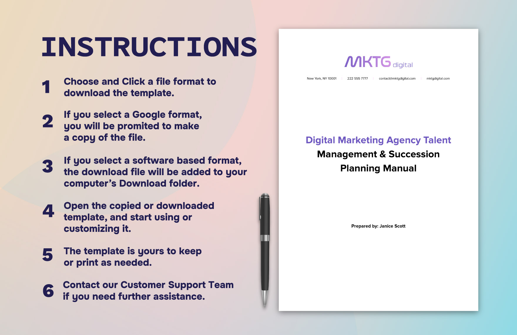Digital Marketing Agency Talent Management & Succession Planning Manual Template