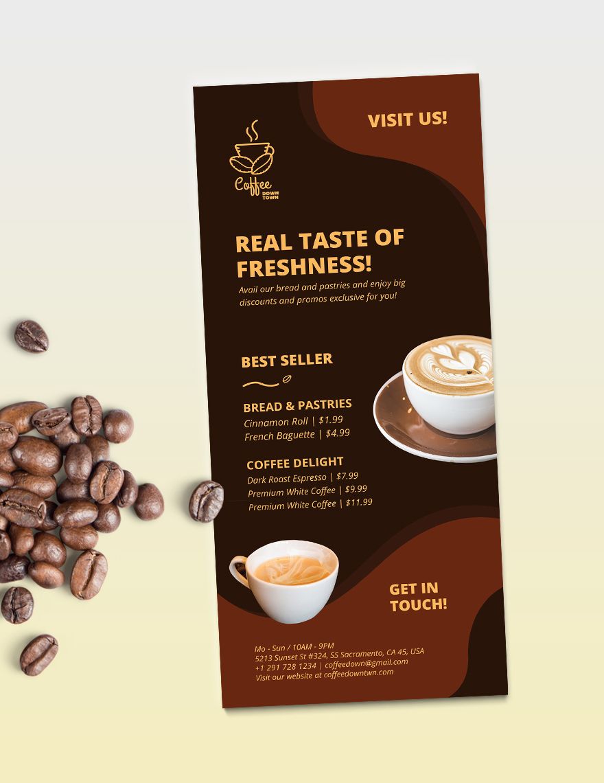Coffee Shop Advertisement Rack Card Template