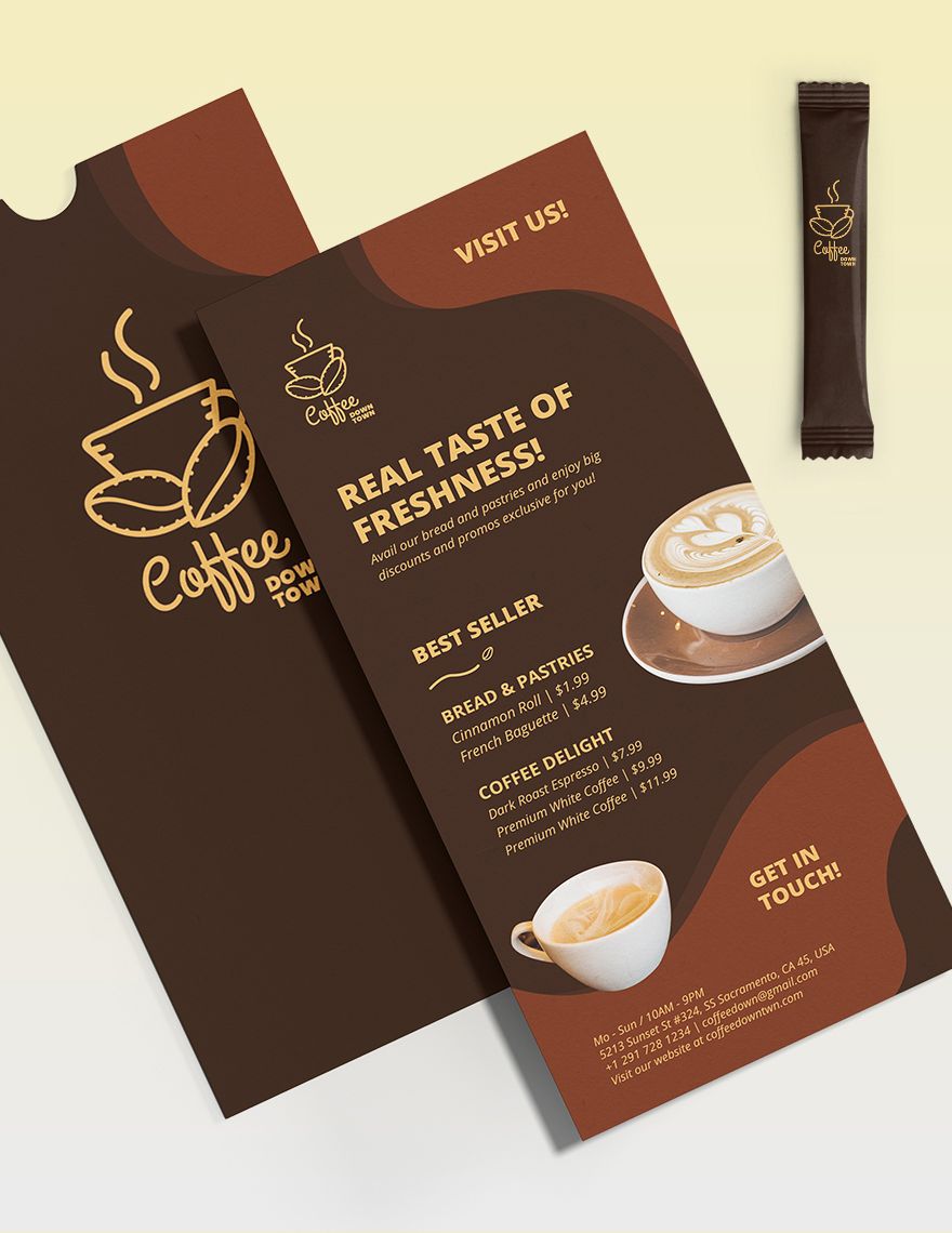 Coffee Shop Advertisement Rack Card Template
